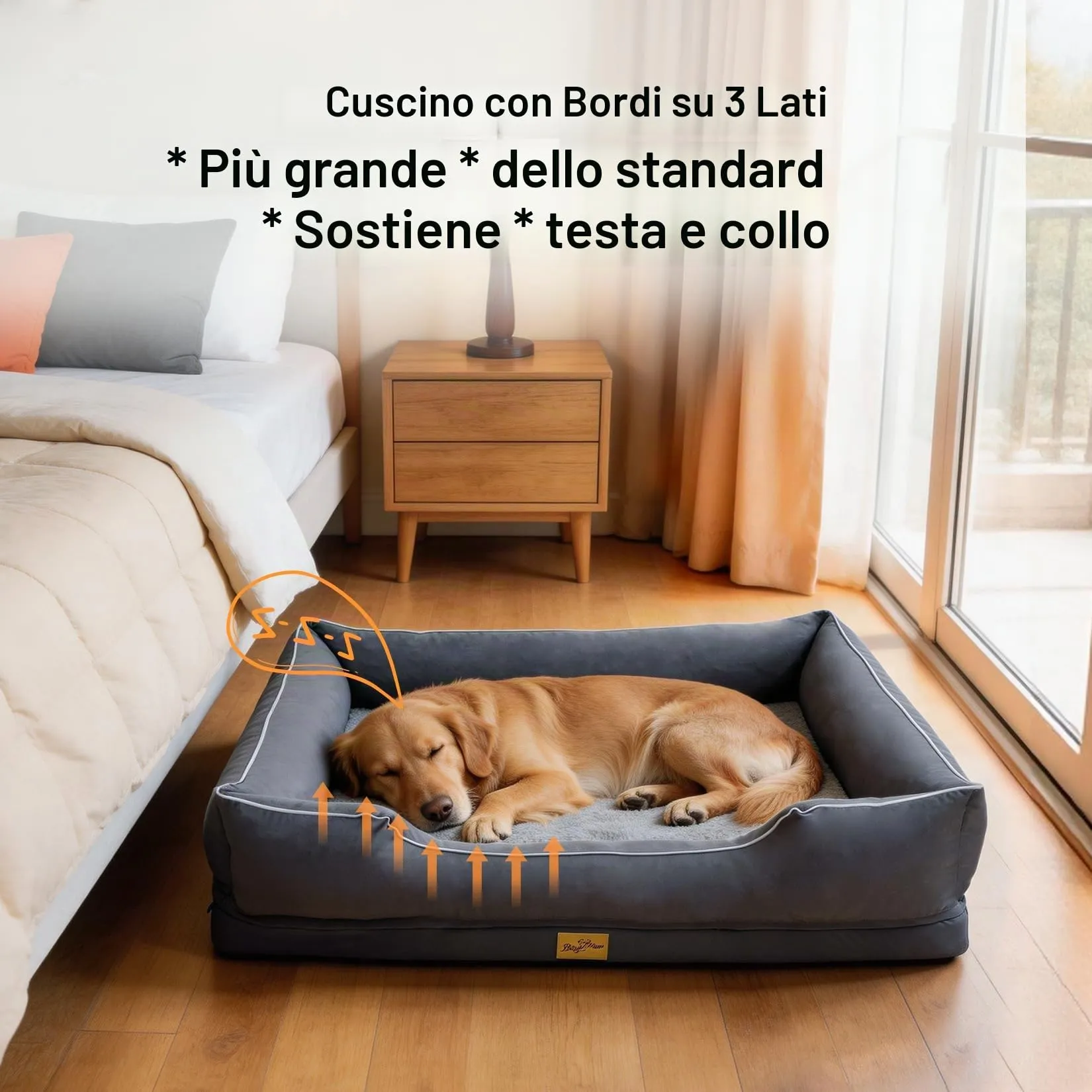 Cuccia per Cani Interno Taglia Grande 111x88x23cm Ortopedico Sfoderabile - immagine 8
