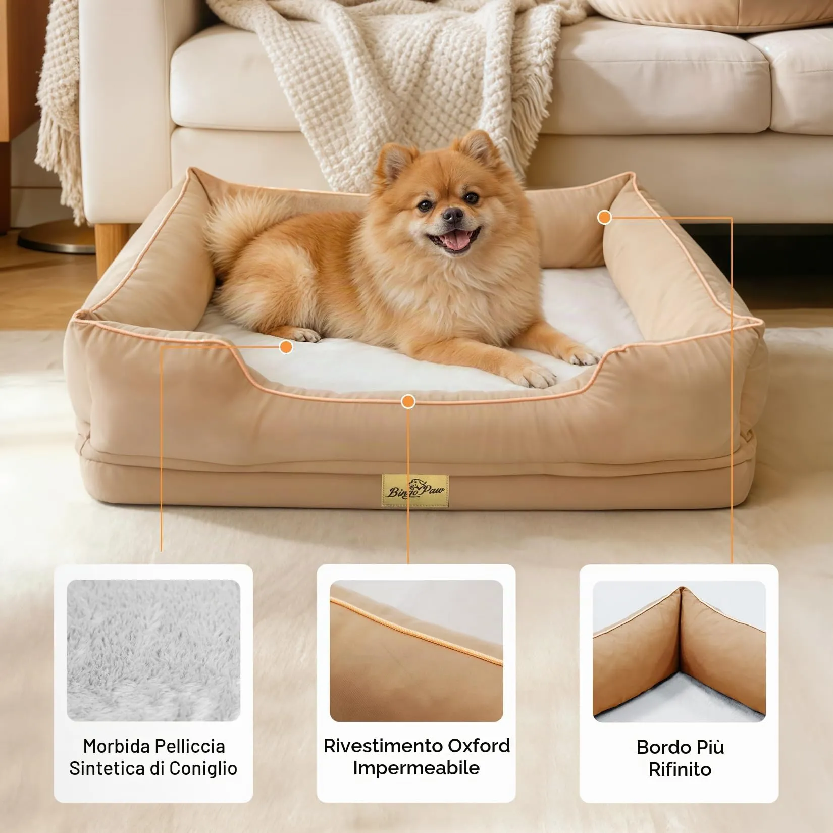 Cuccia per Cani Interno Taglia Piccola Cuscino Cane Ortopedico Sfoderabile - immagine 4