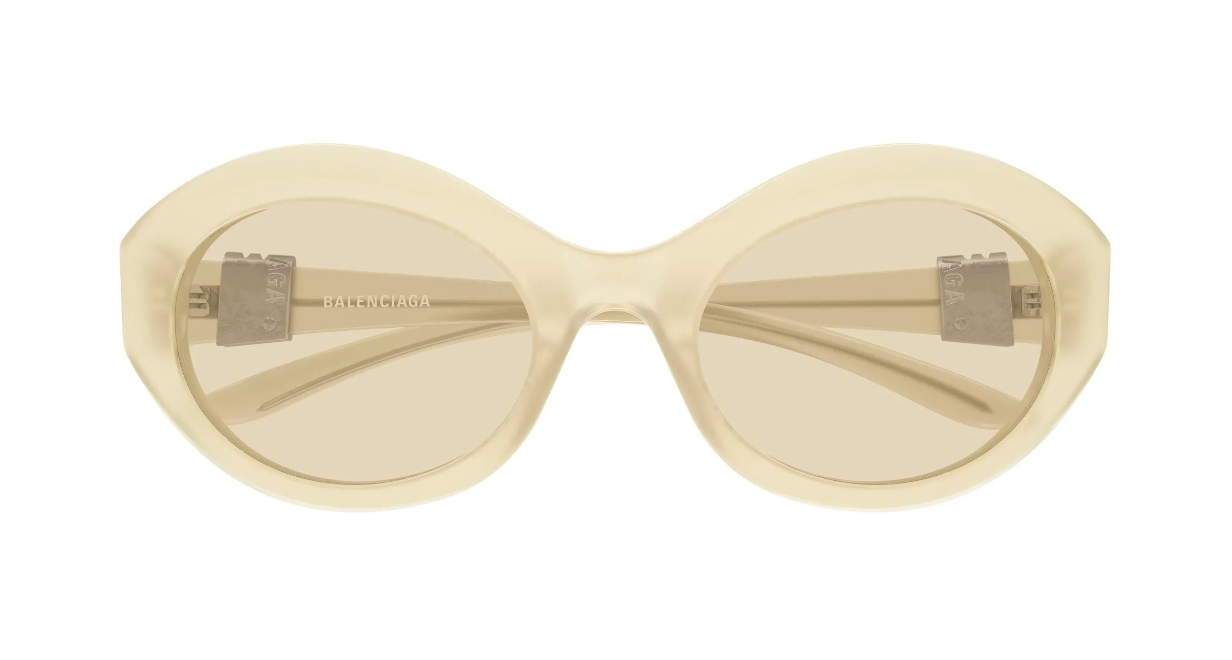 Balenciaga BB0460S 005 Occhiali da sole Acetato Giallo Marrone Rotonda - immagine 2