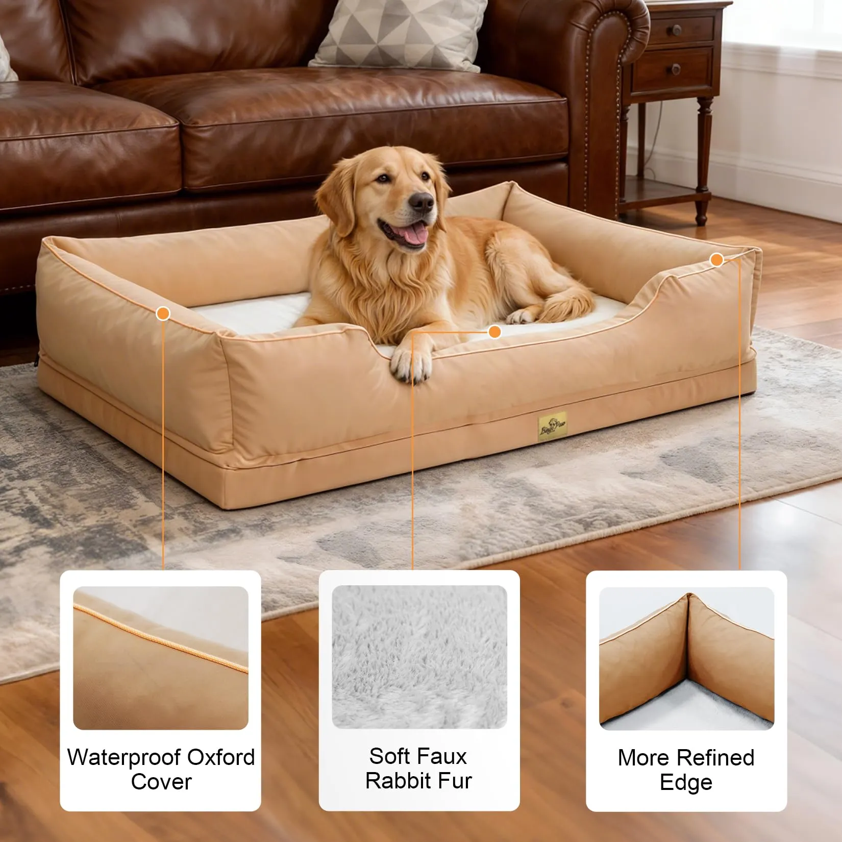 Cuccia per Cani Interno Taglia Grande 127x94x24cm Ortopedico Sfoderabile - immagine 6