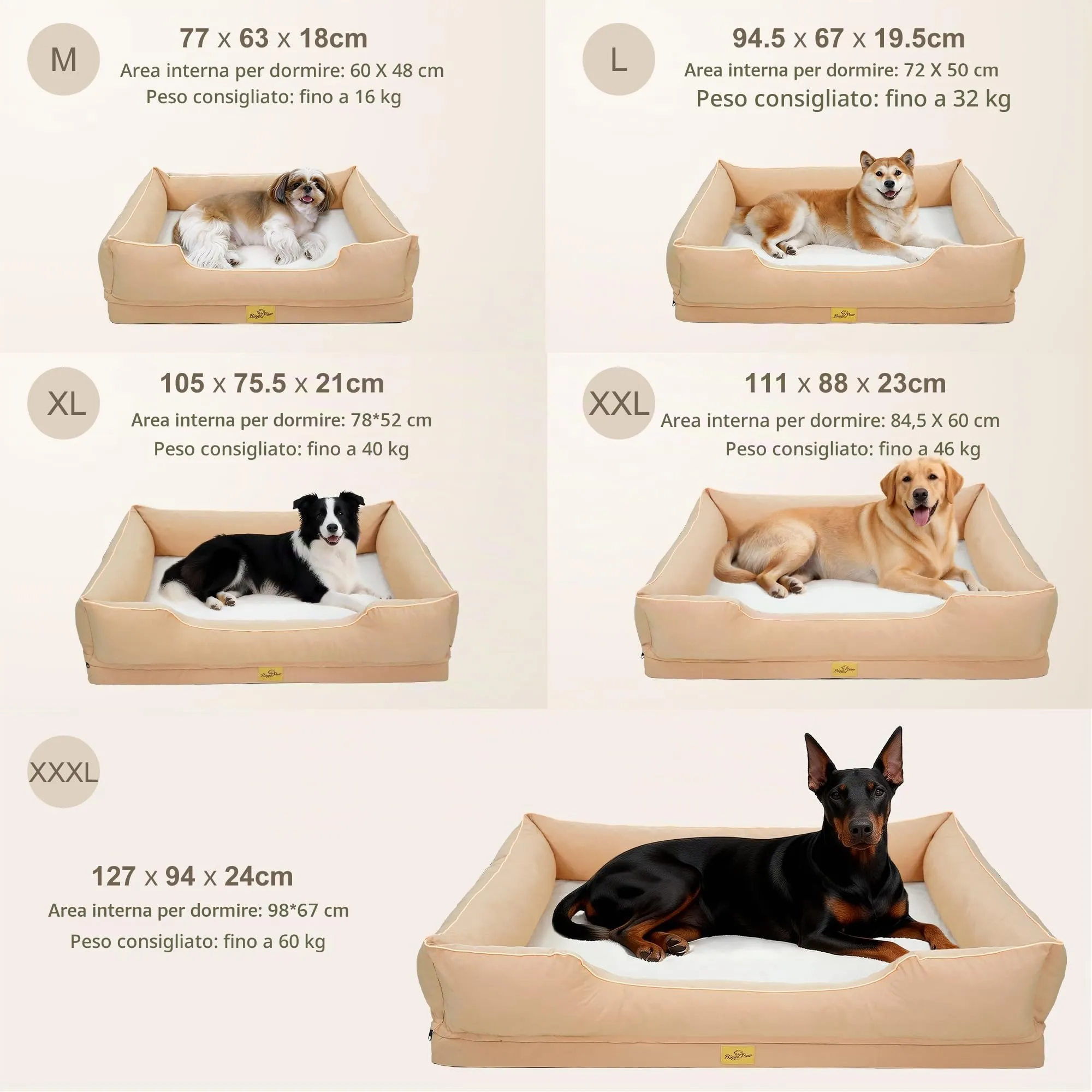 Cuccia per Cani Interno Taglia Media 94,5x67x19,5cm Ortopedico Sfoderabile - immagine 6