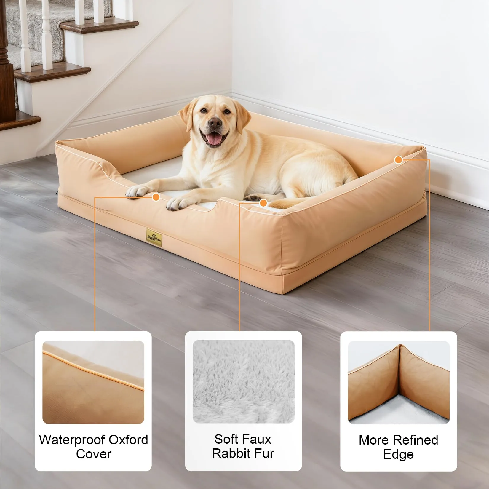 Cuccia per Cani Interno Taglia Grande 111x88x23cm Ortopedico Sfoderabile - immagine 3