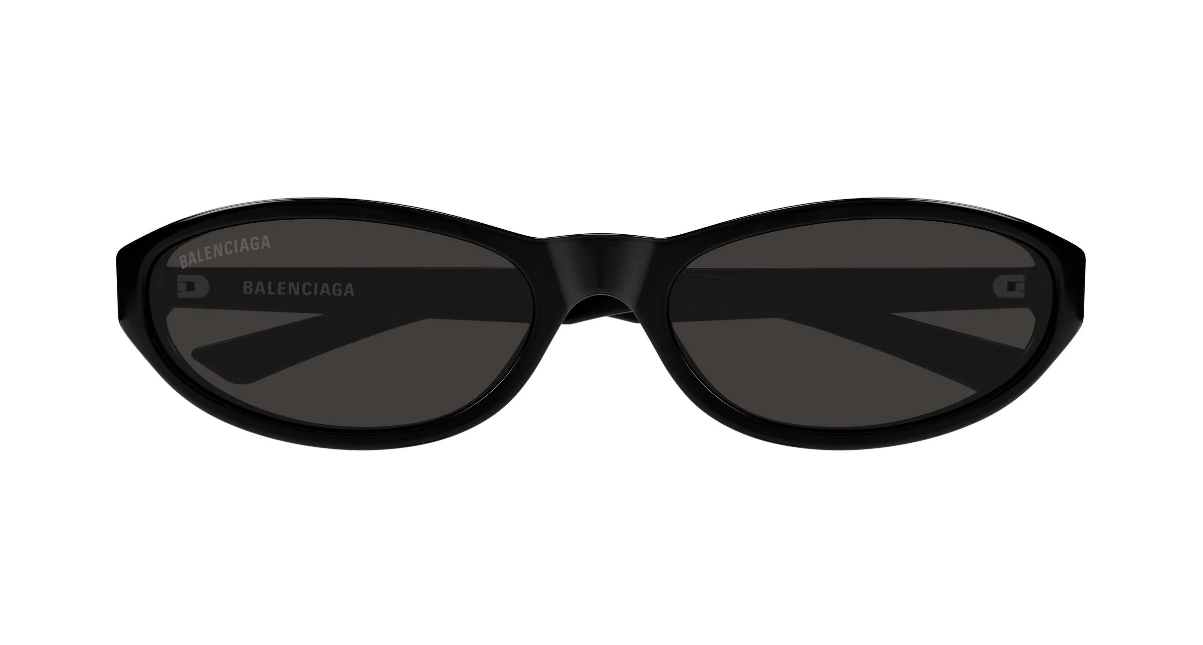 Balenciaga BB0007S 014 Occhiali da sole Acetato Nero Grigio Rotonda - immagine 2