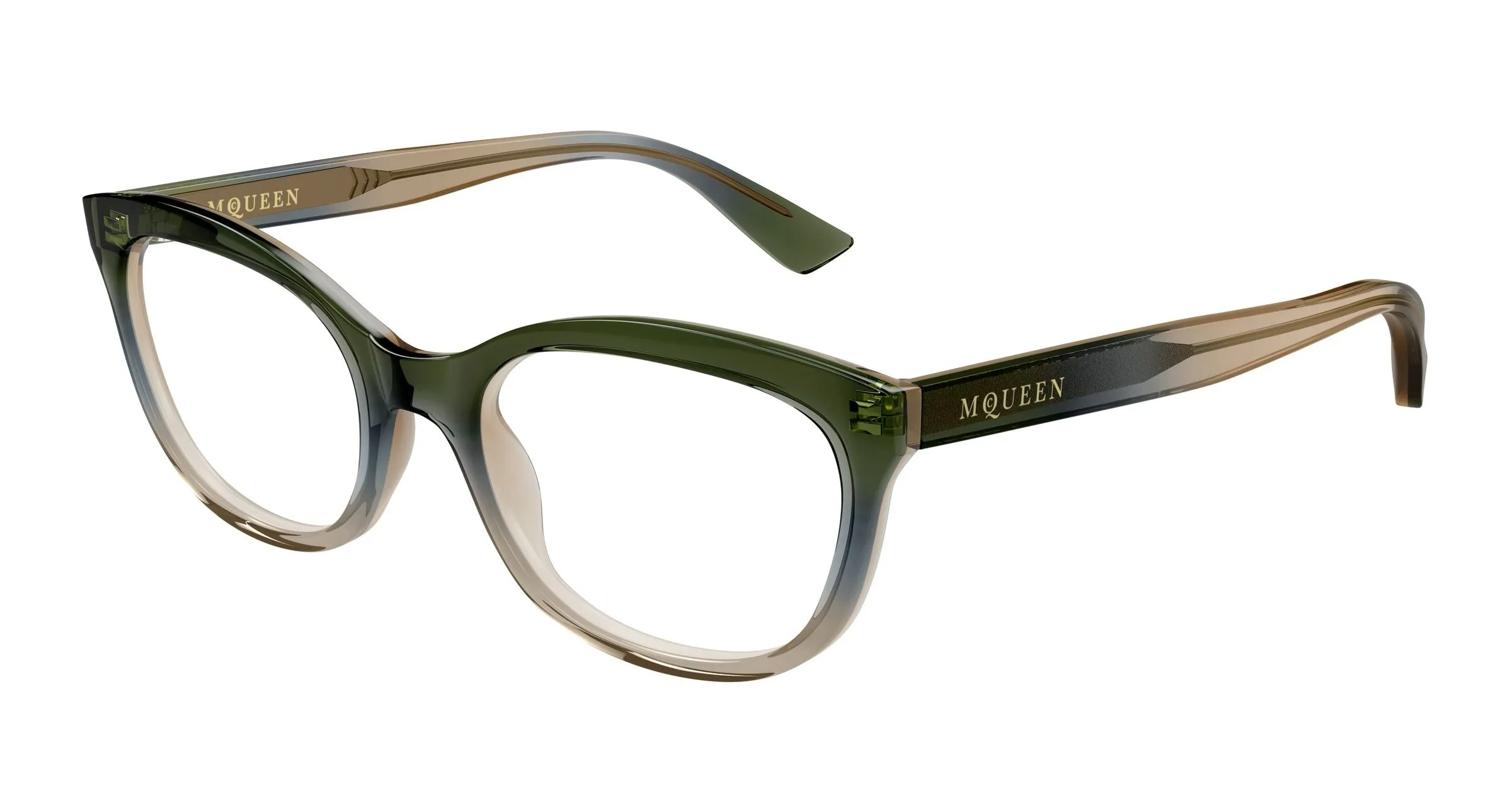 Alexander McQueen AM0569O 006 Montature da vista Acetato Verde Trasparente Cat Eye - immagine 1