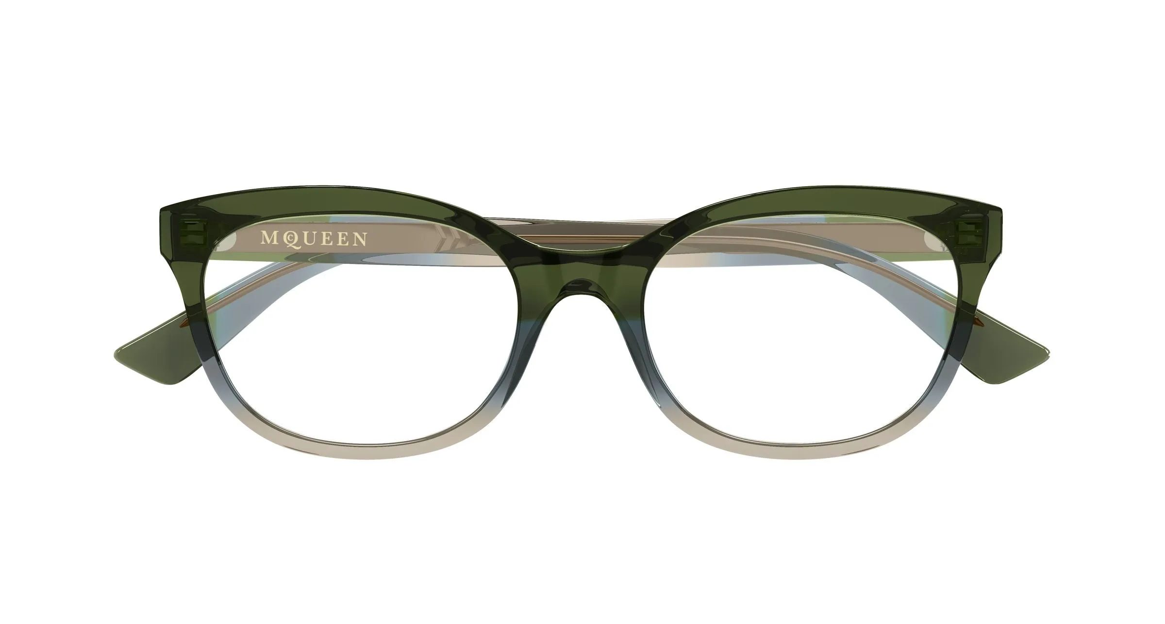 Alexander McQueen AM0569O 006 Montature da vista Acetato Verde Trasparente Cat Eye - immagine 2