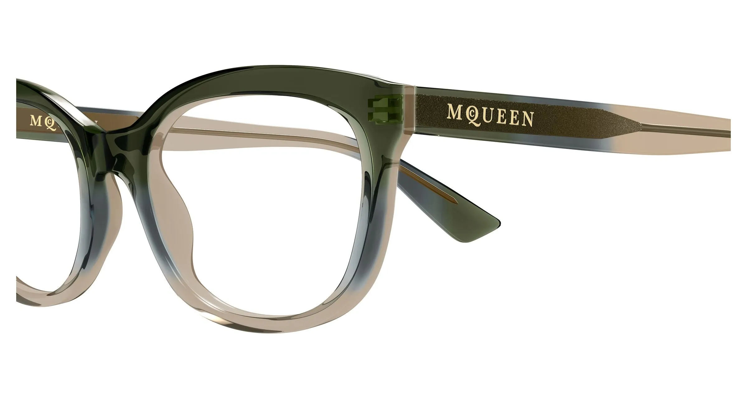 Alexander McQueen AM0569O 006 Montature da vista Acetato Verde Trasparente Cat Eye - immagine 3