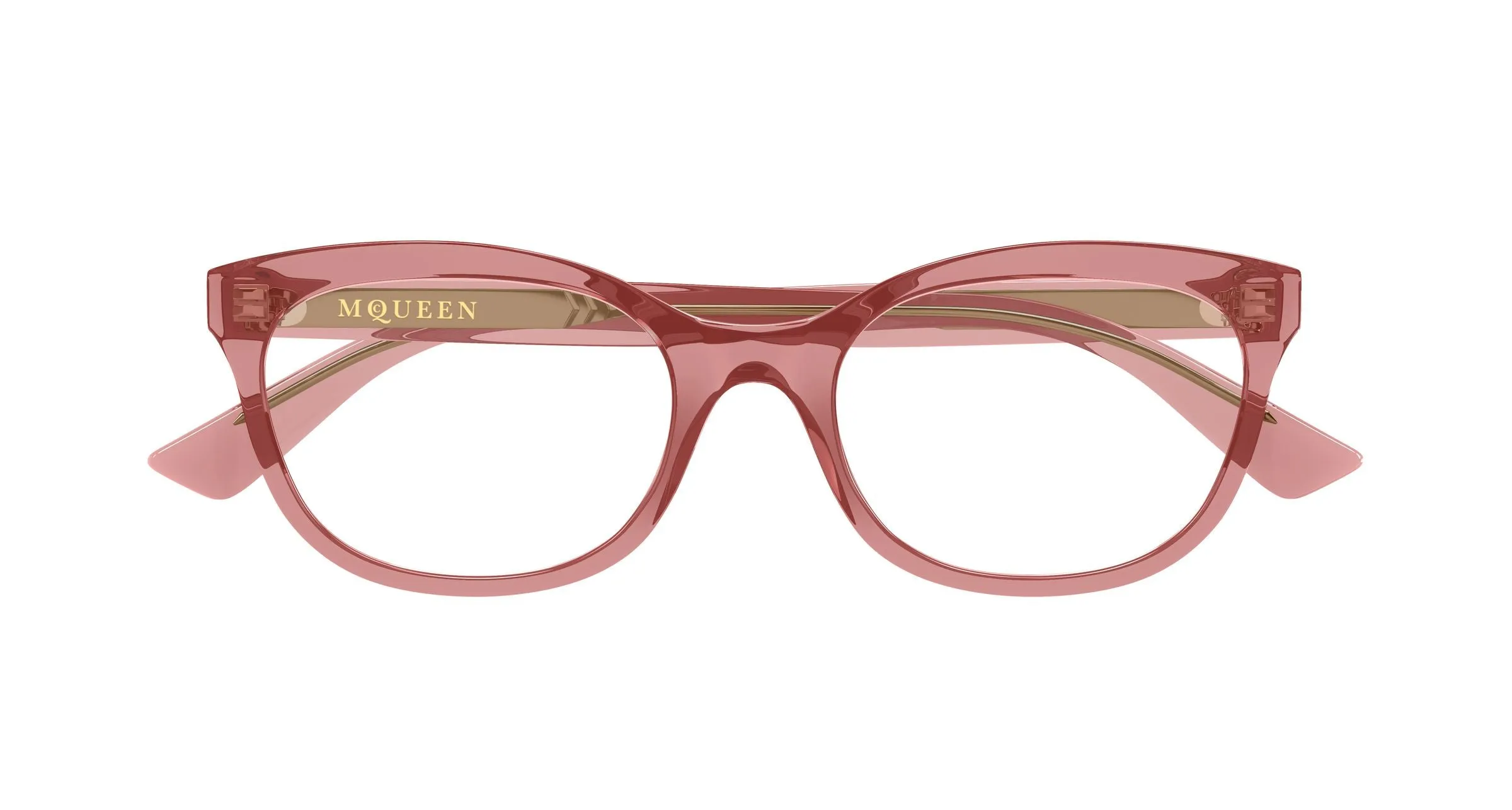 Alexander McQueen AM0569O 005 Montature da vista Acetato Rosso Trasparente Cat Eye - immagine 2