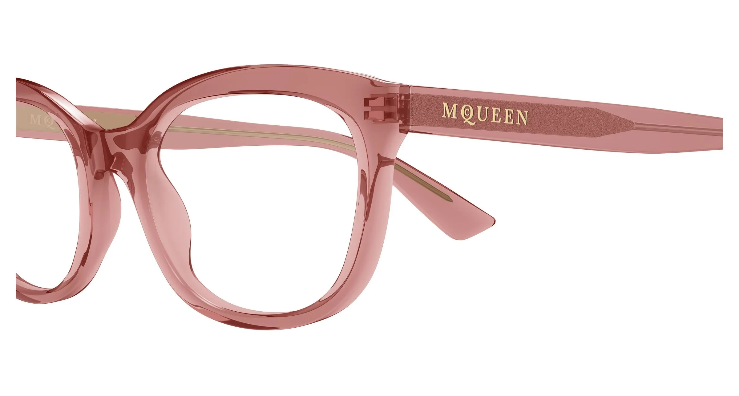 Alexander McQueen AM0569O 005 Montature da vista Acetato Rosso Trasparente Cat Eye - immagine 3