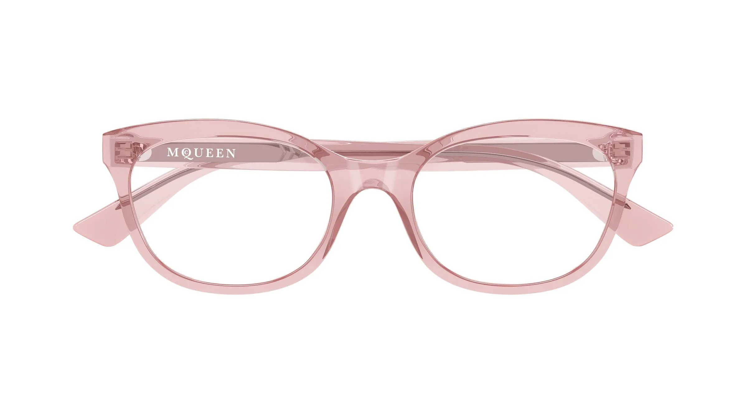Alexander McQueen AM0569O 004 Montature da vista Acetato Rosa Trasparente Cat Eye - immagine 2