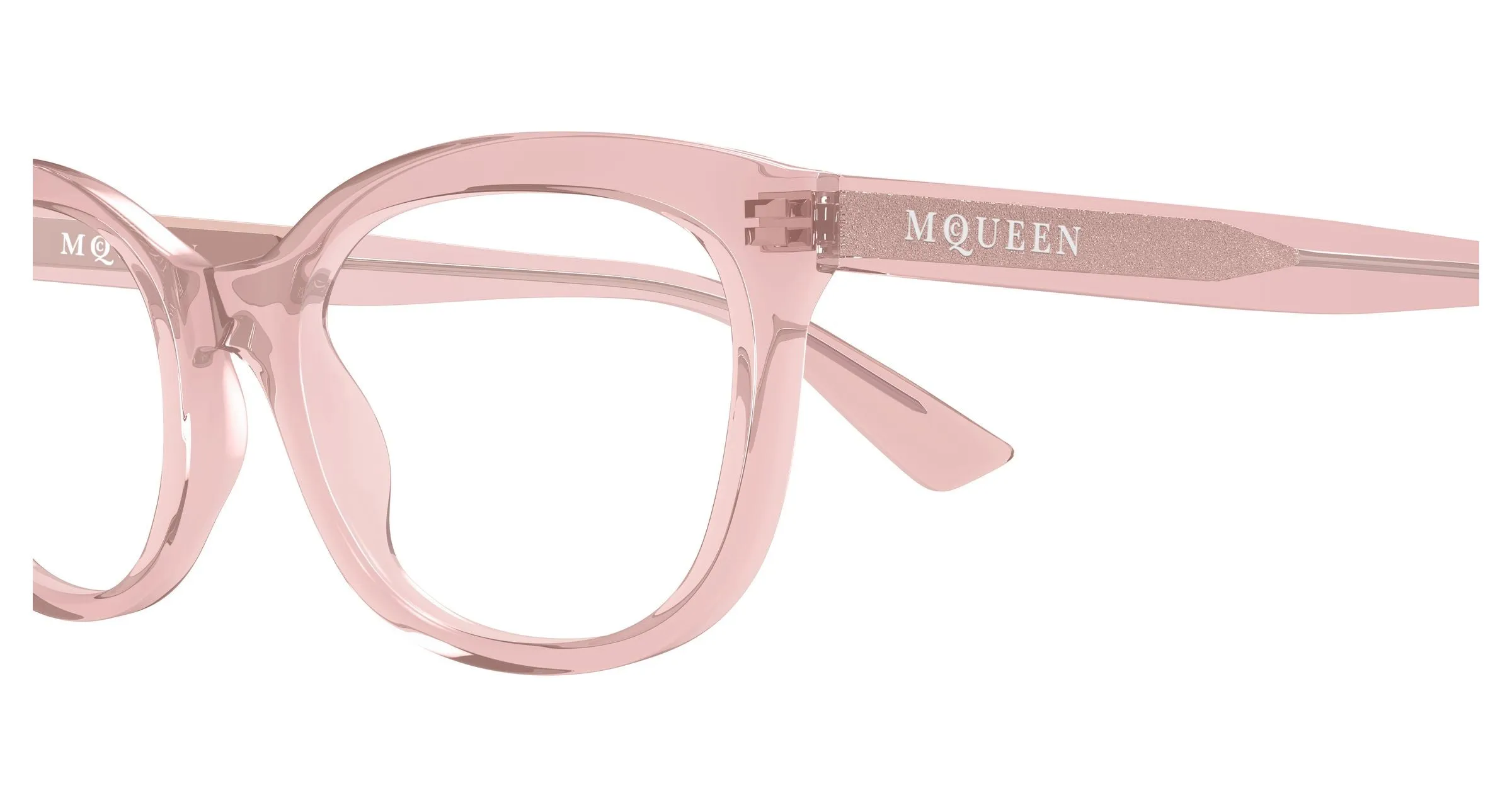 Alexander McQueen AM0569O 004 Montature da vista Acetato Rosa Trasparente Cat Eye - immagine 3