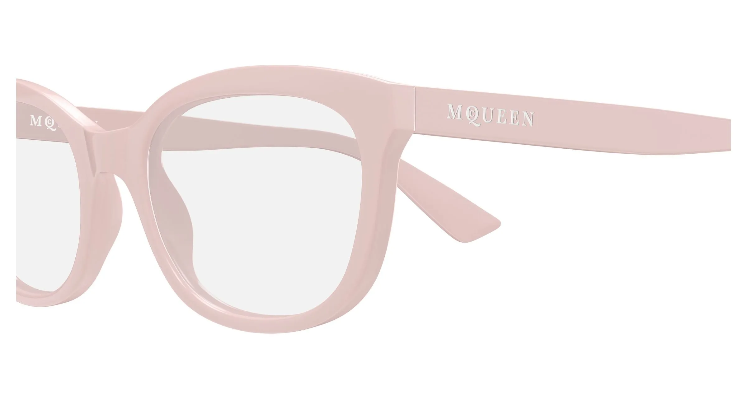 Alexander McQueen AM0569O 003 Montature da vista Acetato Rosa Trasparente Cat Eye - immagine 3