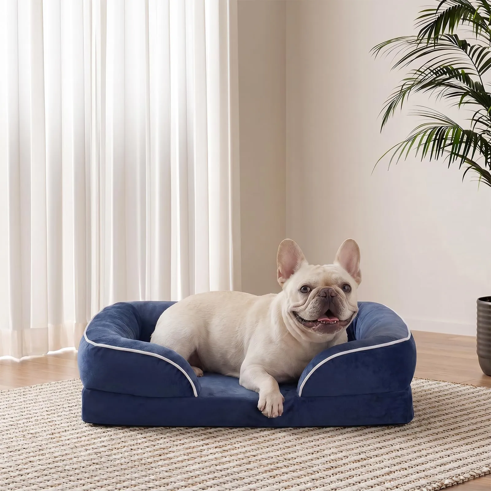 WAVVE Cuccia Cane Interno Taglia Piccola Cuscino Sfoderabile e Lavabile Cuccia Ortopedica Impermeabile Blu Navy - immagine 5