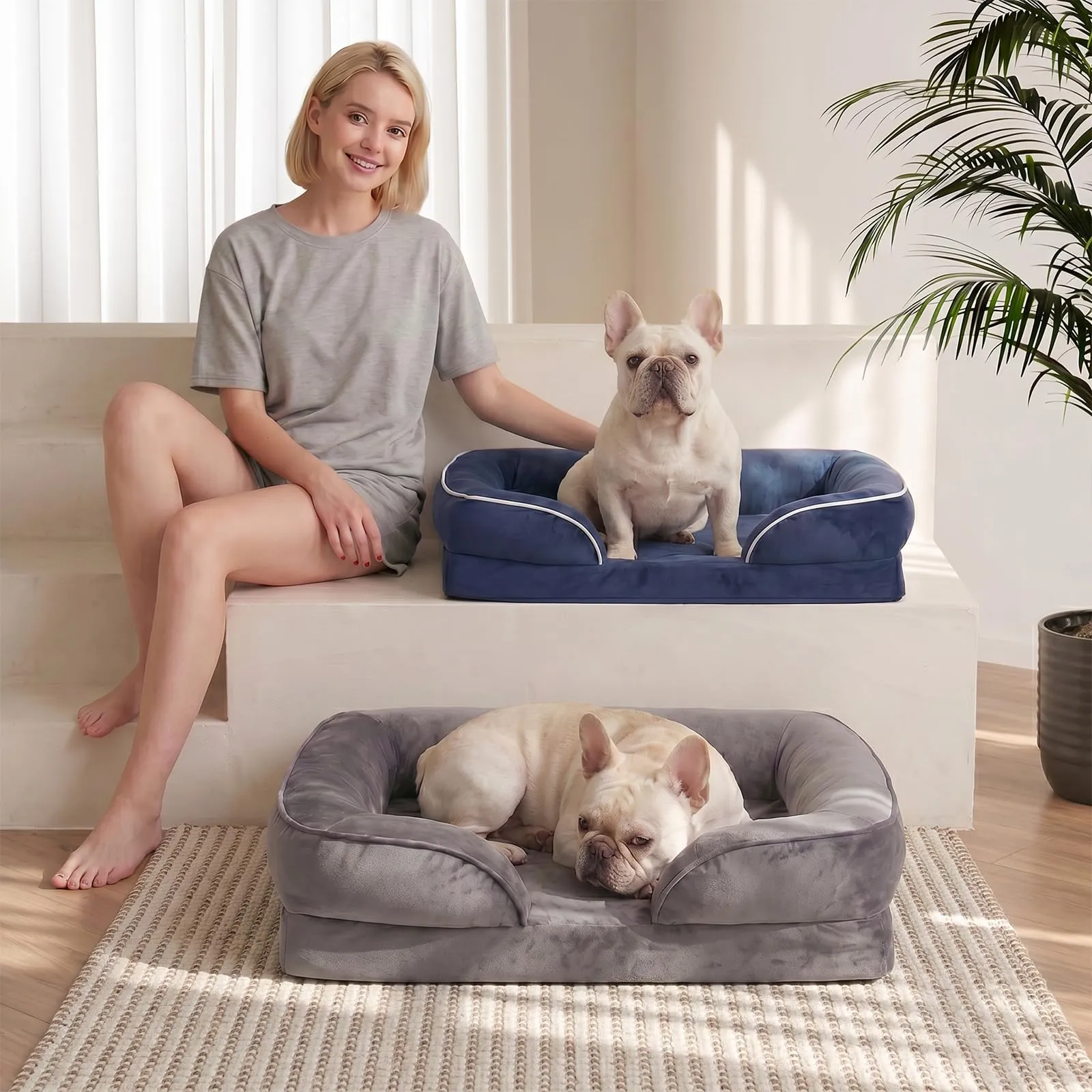WAVVE Cuccia Cane Interno Taglia Piccola Cuscino Sfoderabile e Lavabile Cuccia Ortopedica Impermeabile Blu Navy - immagine 6