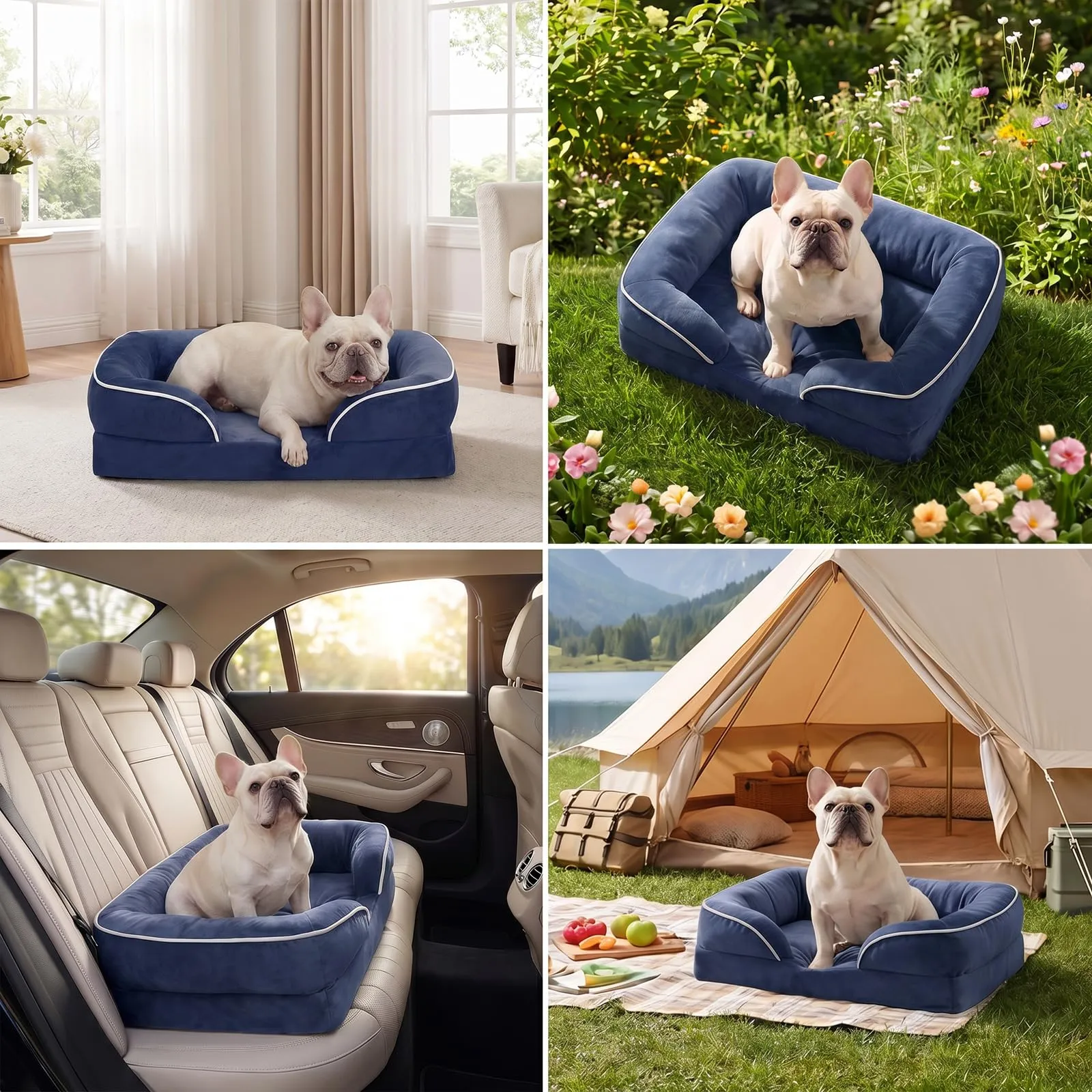WAVVE Cuccia Cane Interno Taglia Piccola Cuscino Sfoderabile e Lavabile Cuccia Ortopedica Impermeabile Blu Navy - immagine 7