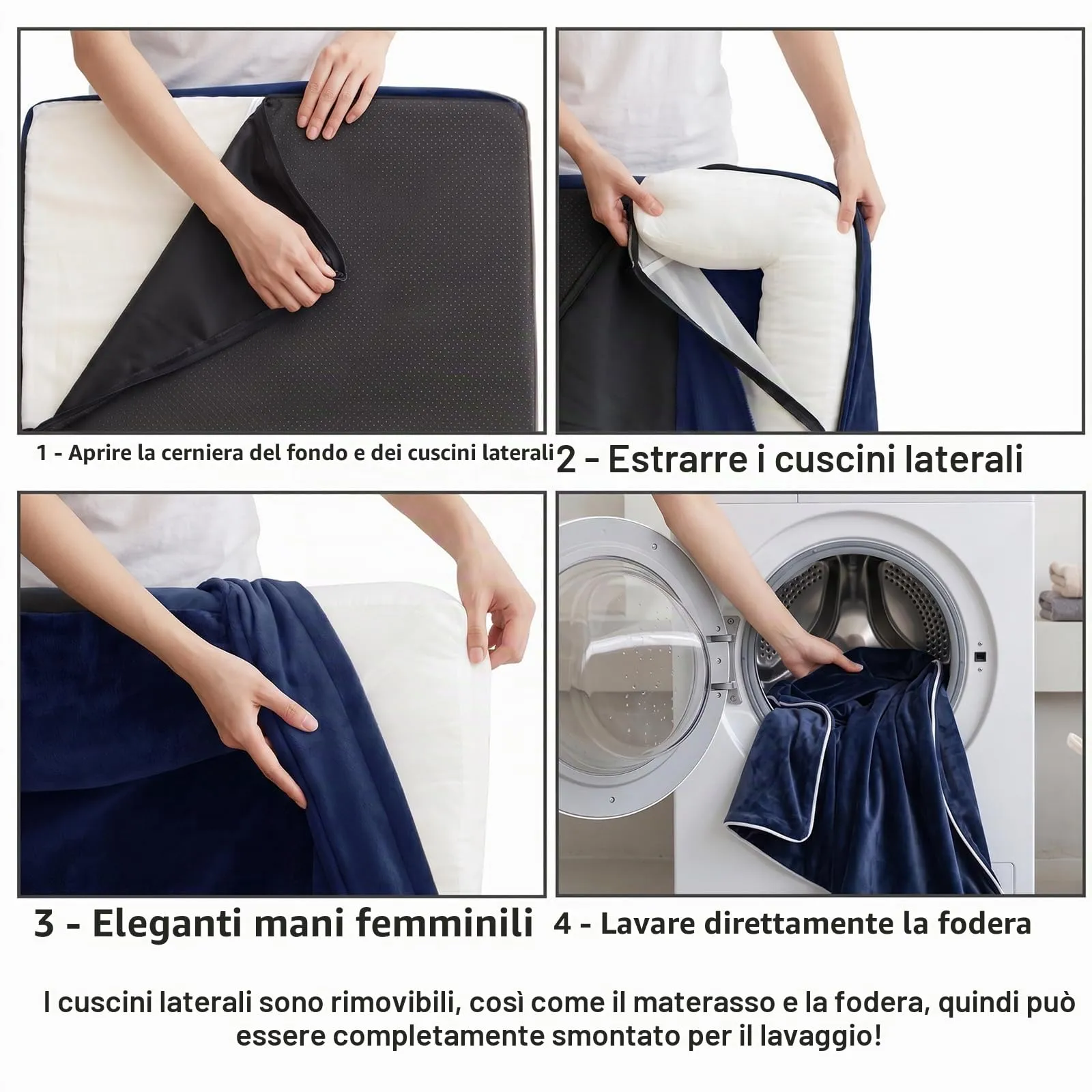 WAVVE Cuccia Cane Interno Taglia Piccola Cuscino Sfoderabile e Lavabile Cuccia Ortopedica Impermeabile Blu Navy - immagine 8