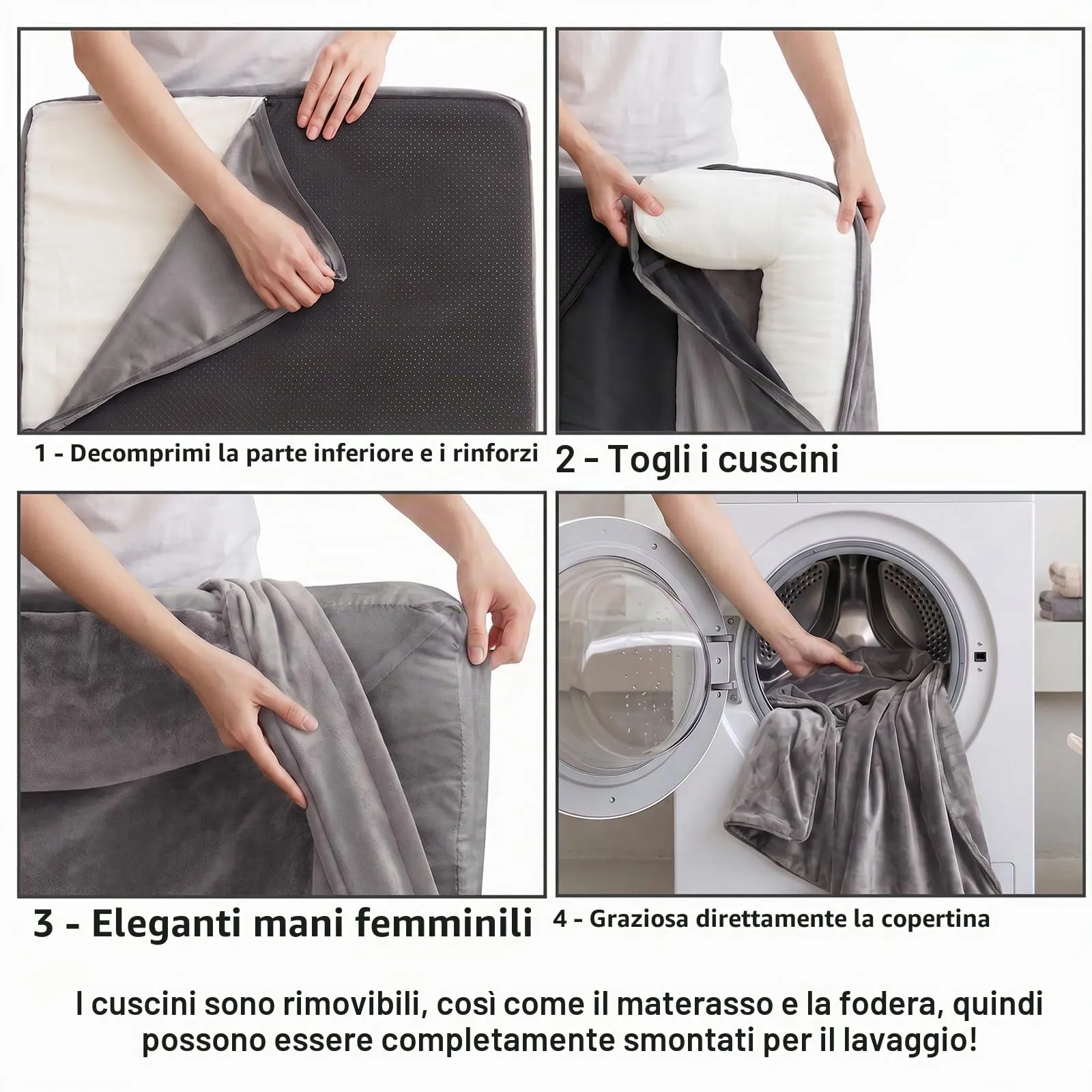 WAVVE 112x81 cm Cuccia per Cani da Interno Taglia Grande Letto per Cani Extra Grande Cuscino Sfoderabile e Lavabile Cuccia Ortopedica Impermeabile Griogio - immagine 8