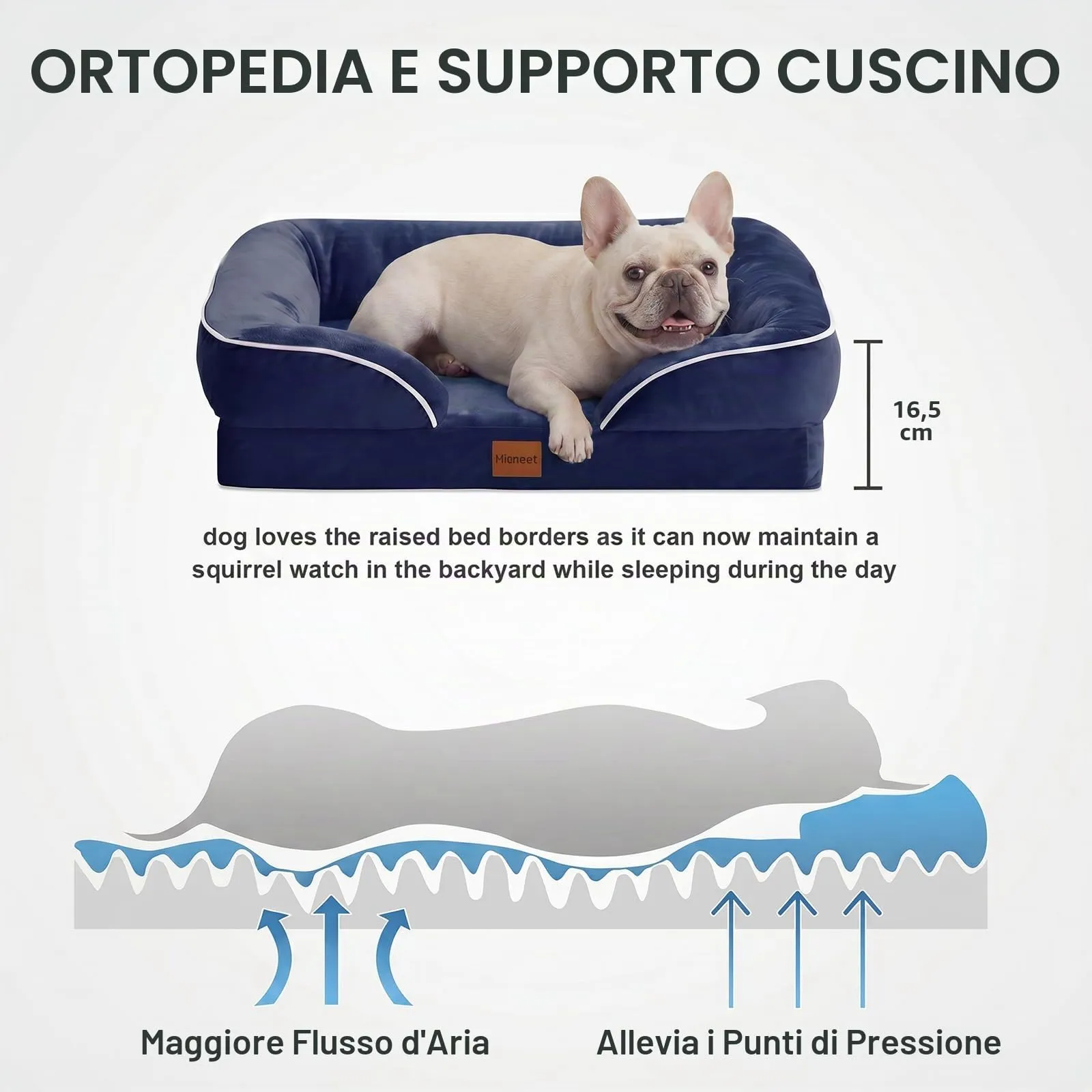 WAVVE Cuccia Cane Interno Taglia Media Cuscino Cane Taglia Media Sfoderabile e Lavabile Cuccia Ortopedica Cane Impermeabile Blu Navy - immagine 4