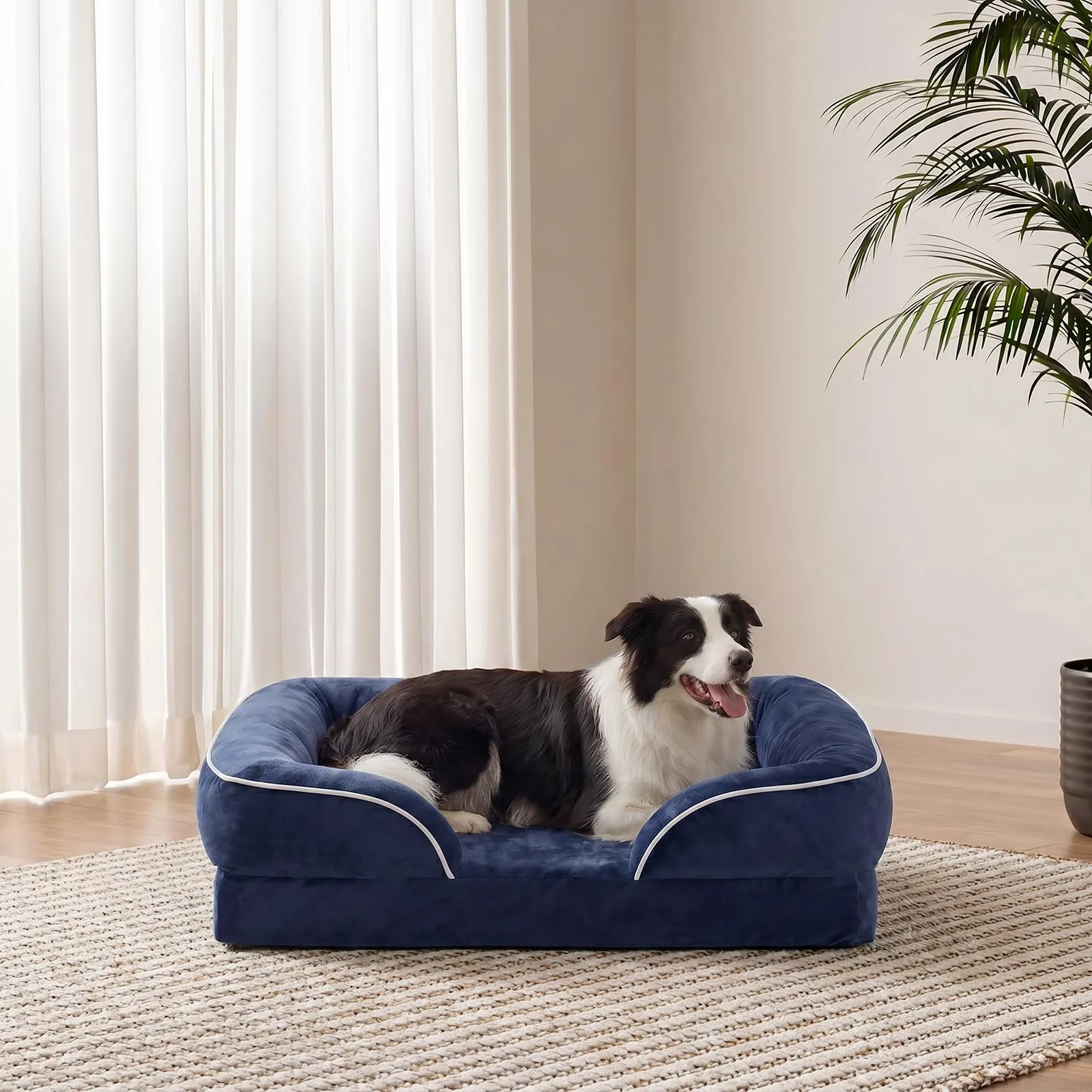 WAVVE Cuccia Cane Interno Taglia Media Cuscino Cane Taglia Media Sfoderabile e Lavabile Cuccia Ortopedica Cane Impermeabile Blu Navy - immagine 5