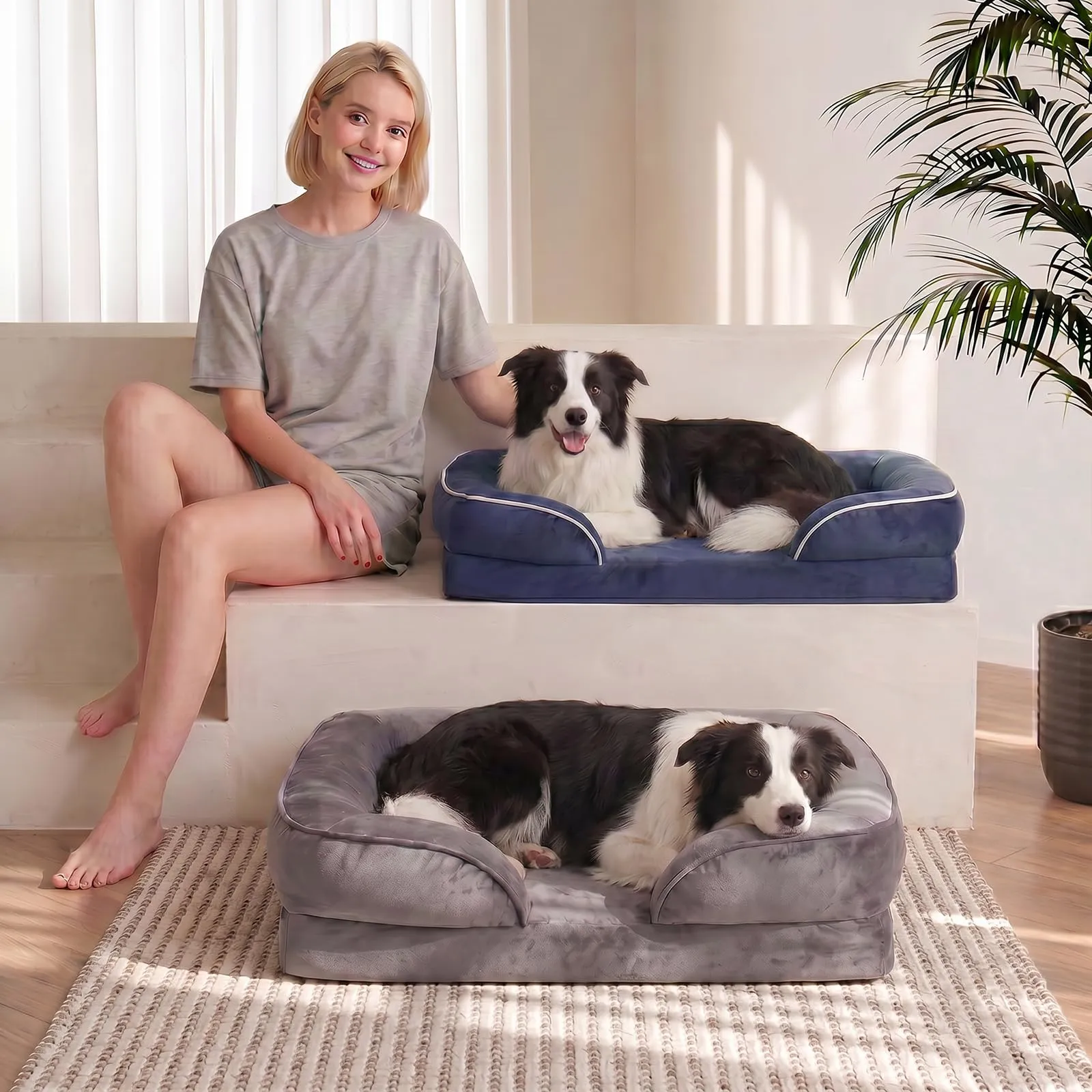 WAVVE Cuccia Cane Interno Taglia Media Cuscino Cane Taglia Media Sfoderabile e Lavabile Cuccia Ortopedica Cane Impermeabile Blu Navy - immagine 6