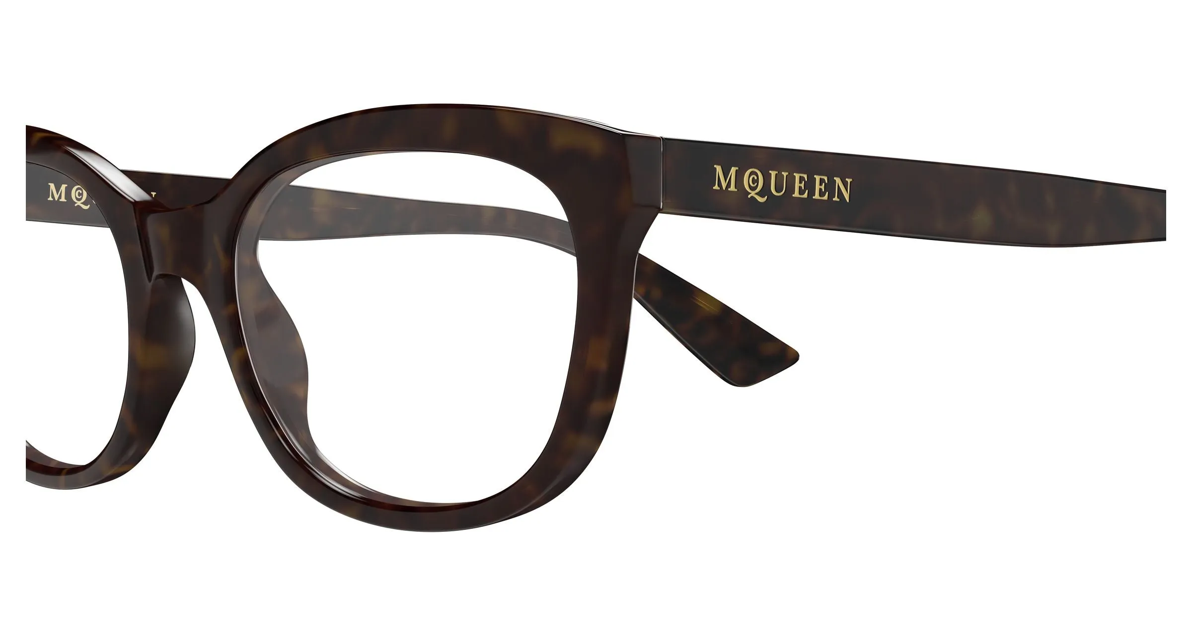 Alexander McQueen AM0569O 002 Montature da vista Acetato Havana Trasparente Cat Eye - immagine 3