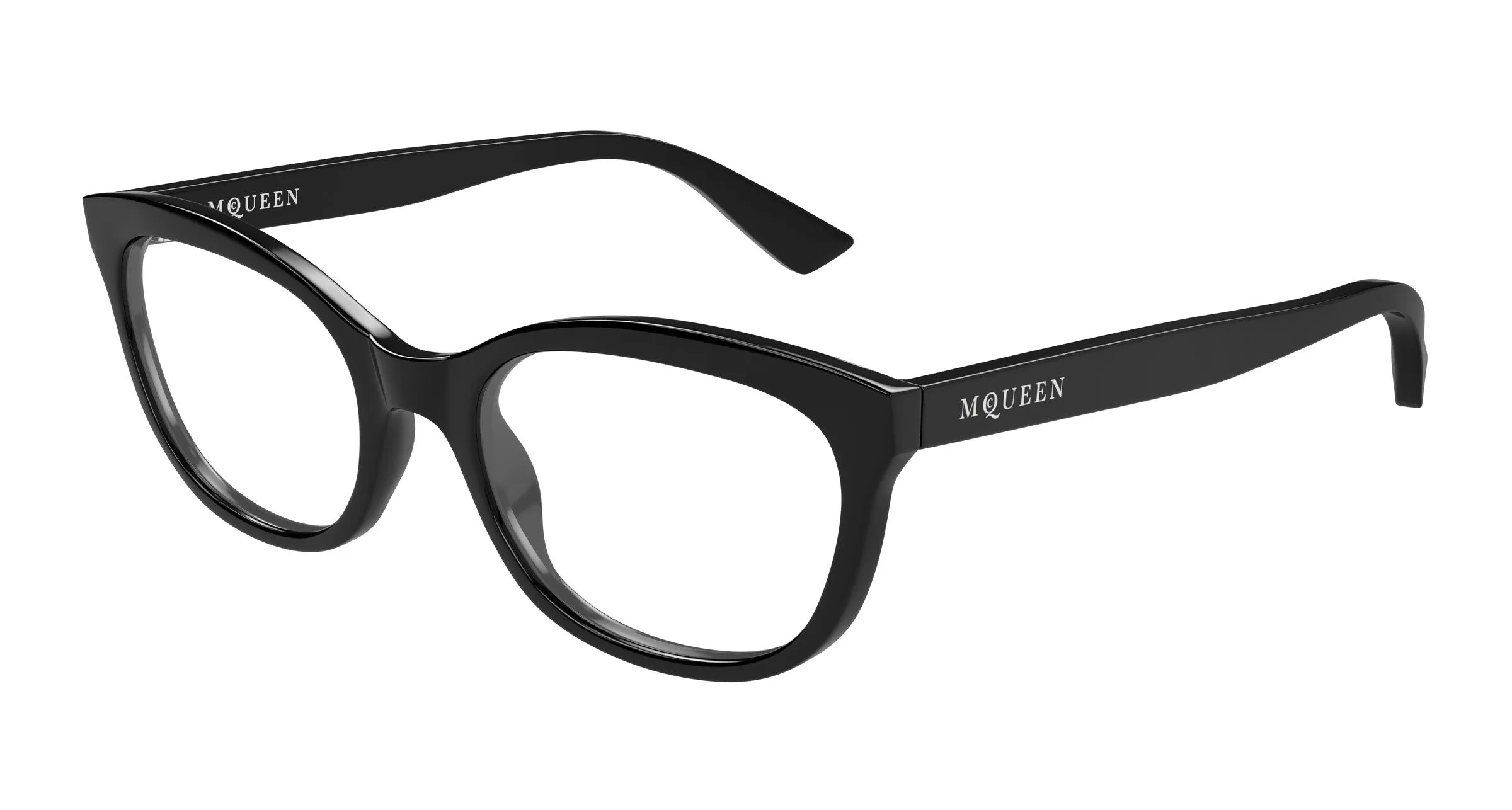 Alexander McQueen AM0569O 001 Montature da vista Acetato Nero Trasparente Cat Eye - immagine 1