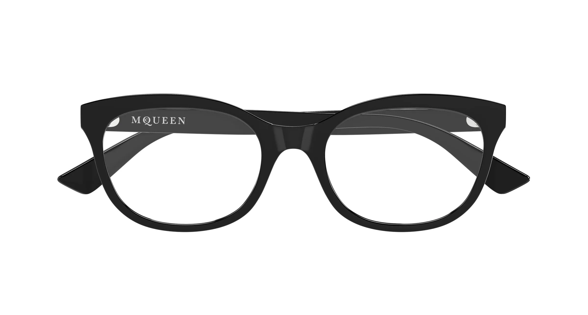 Alexander McQueen AM0569O 001 Montature da vista Acetato Nero Trasparente Cat Eye - immagine 2