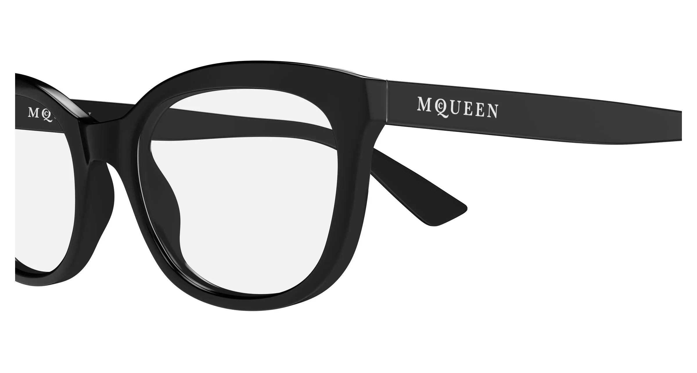 Alexander McQueen AM0569O 001 Montature da vista Acetato Nero Trasparente Cat Eye - immagine 3