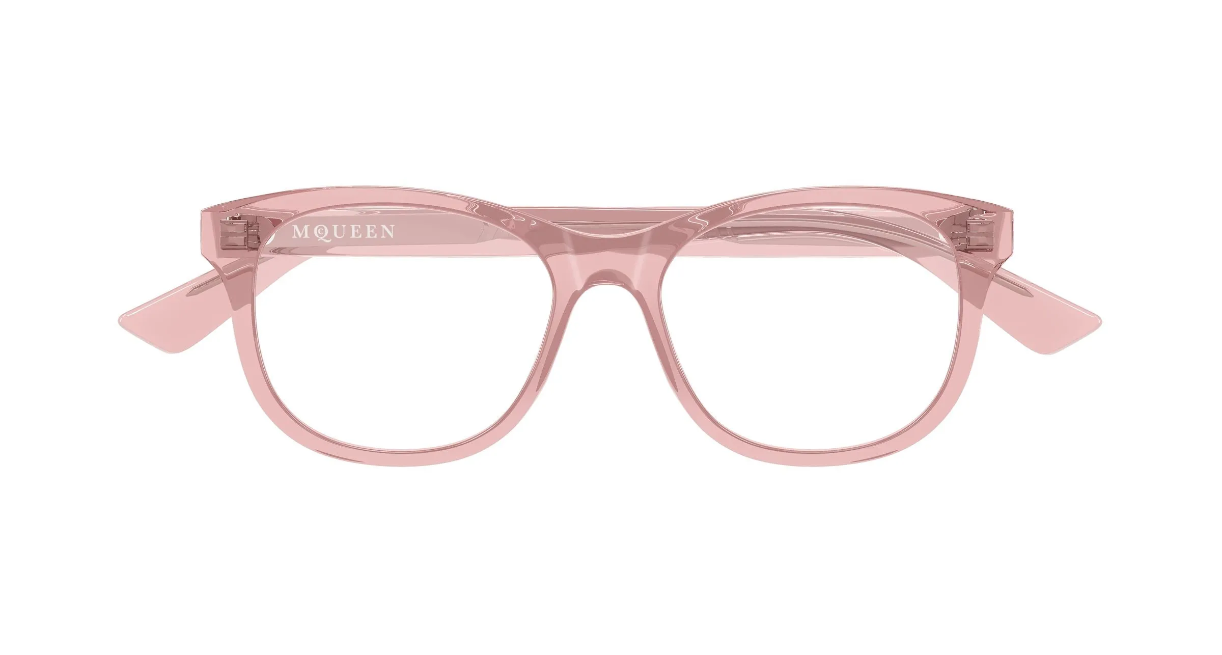 Alexander McQueen AM0568O 010 Montature da vista Acetato Rosa Trasparente Cat Eye - immagine 2