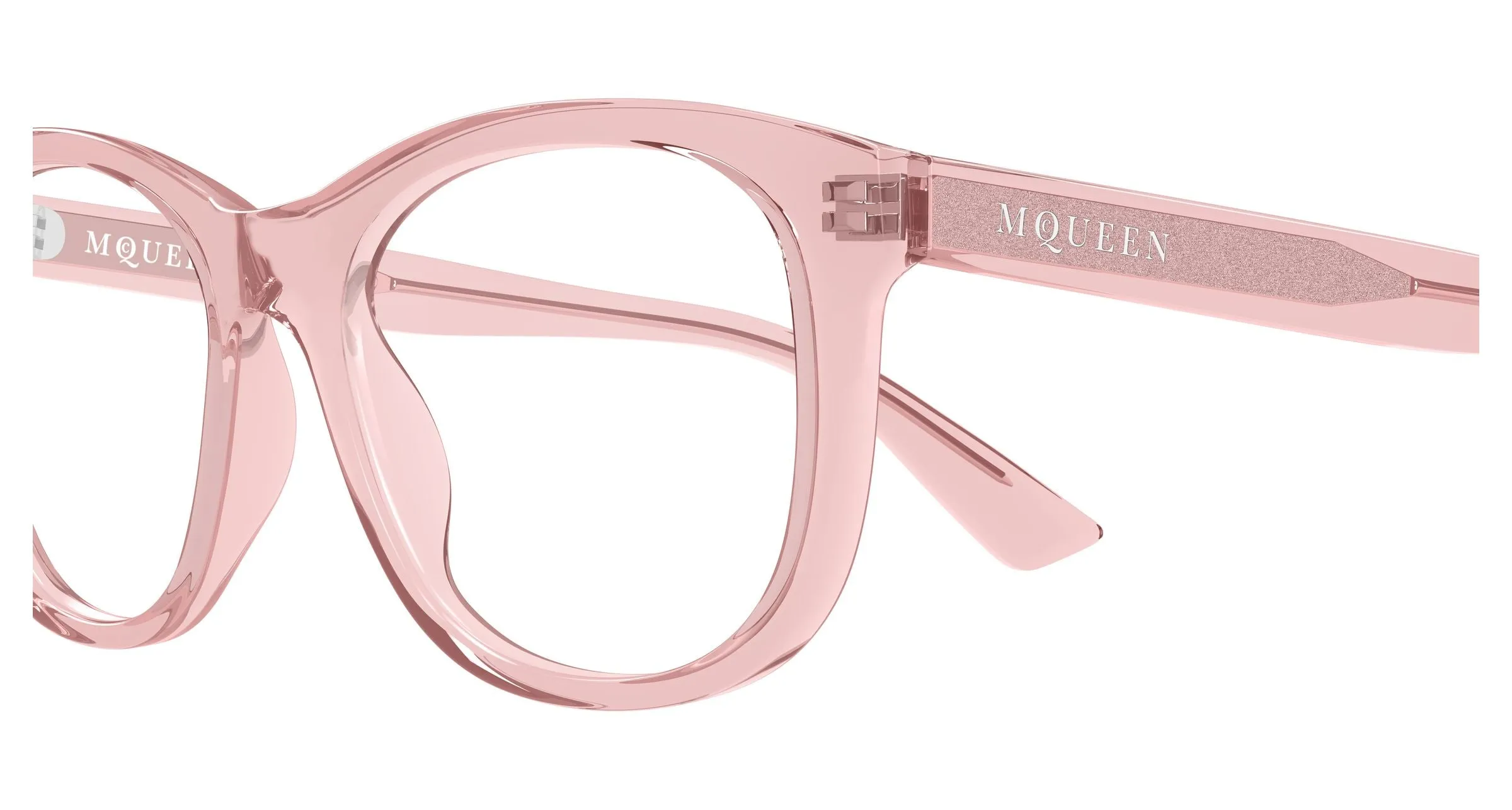 Alexander McQueen AM0568O 010 Montature da vista Acetato Rosa Trasparente Cat Eye - immagine 3
