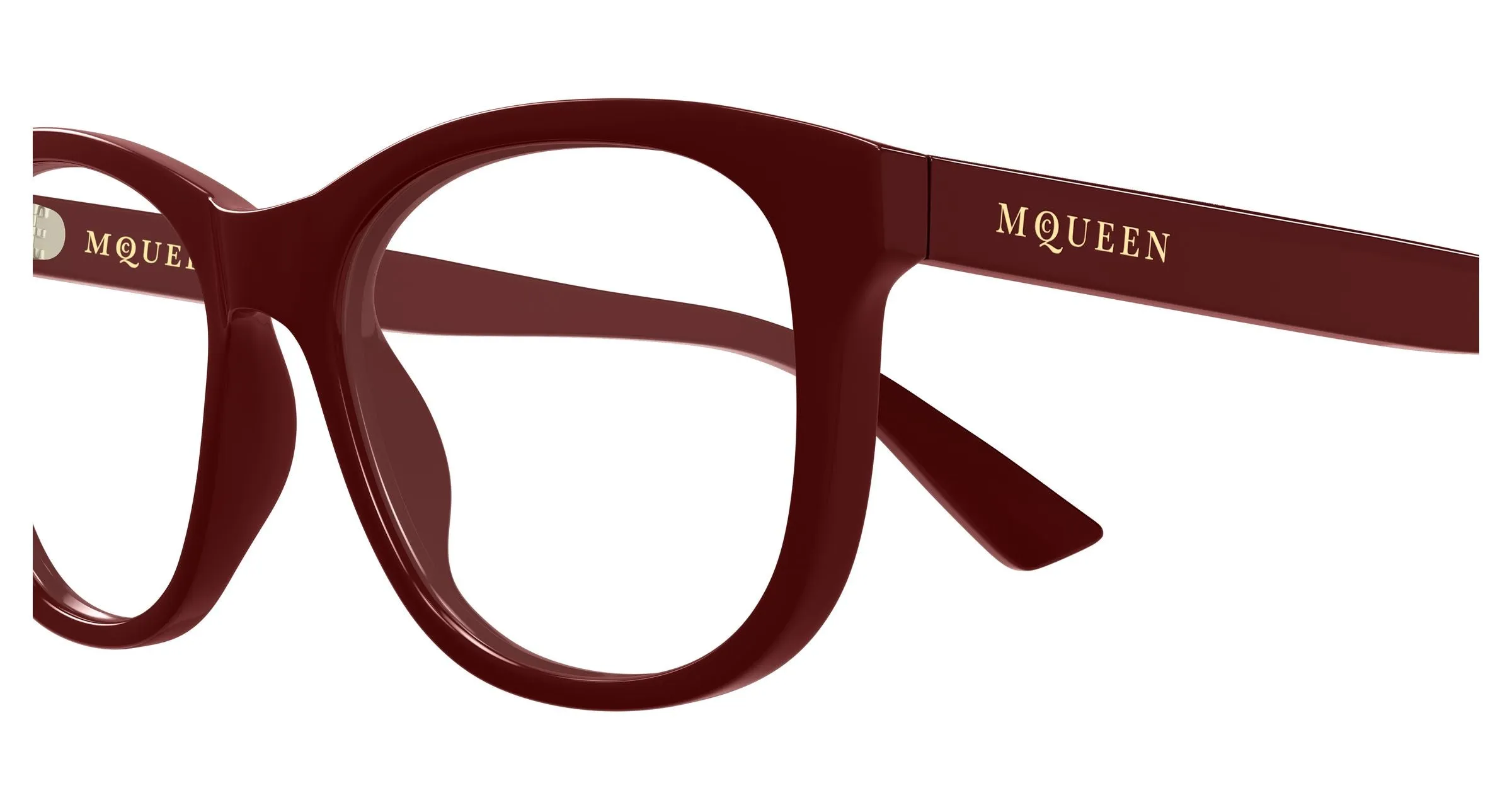 Alexander McQueen AM0568O 009 Montature da vista Acetato Bordeaux Trasparente Cat Eye - immagine 3