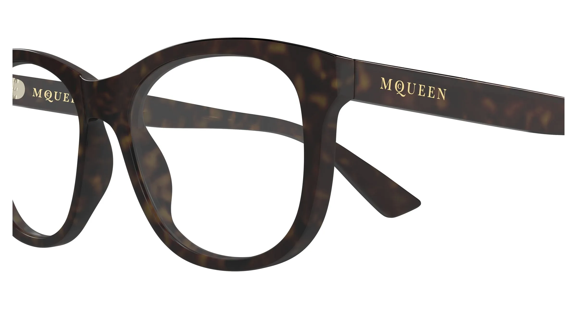 Alexander McQueen AM0568O 008 Montature da vista Acetato Havana Trasparente Cat Eye - immagine 3