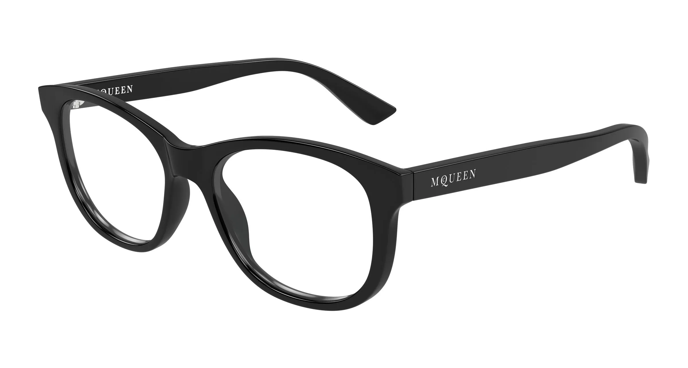 Alexander McQueen AM0568O 007 Montature da vista Acetato Nero Trasparente Cat Eye - immagine 1