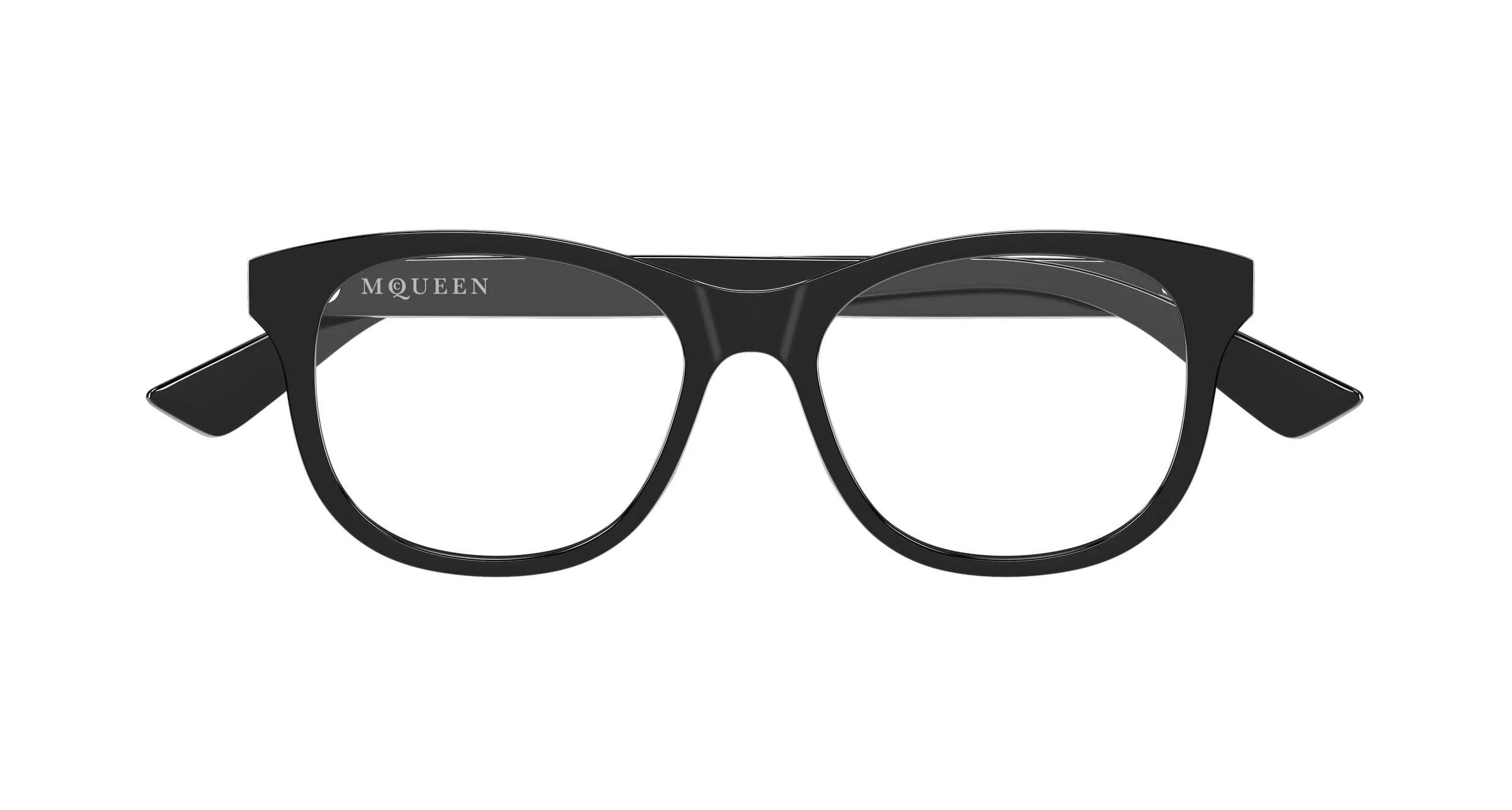 Alexander McQueen AM0568O 007 Montature da vista Acetato Nero Trasparente Cat Eye - immagine 2