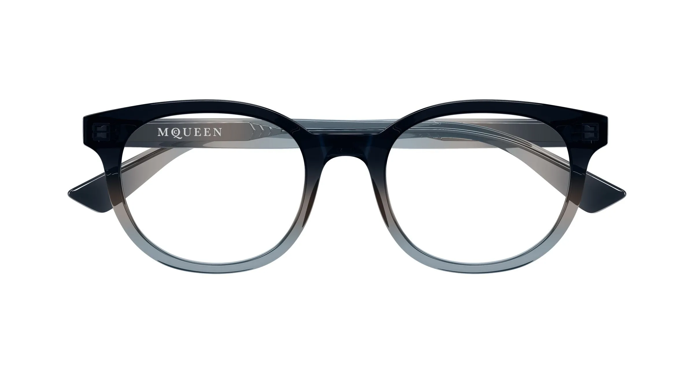 Alexander McQueen AM0567O 006 Montature da vista Acetato Blu Trasparente Rotonda - immagine 2