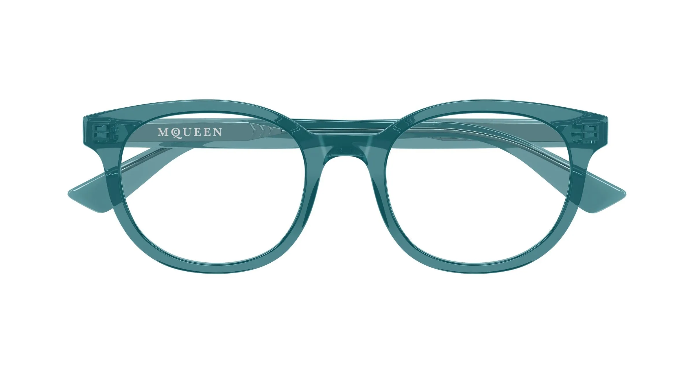 Alexander McQueen AM0567O 005 Montature da vista Acetato Blu Trasparente Rotonda - immagine 2