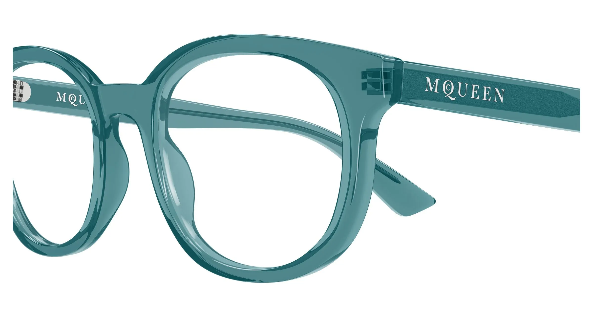Alexander McQueen AM0567O 005 Montature da vista Acetato Blu Trasparente Rotonda - immagine 3