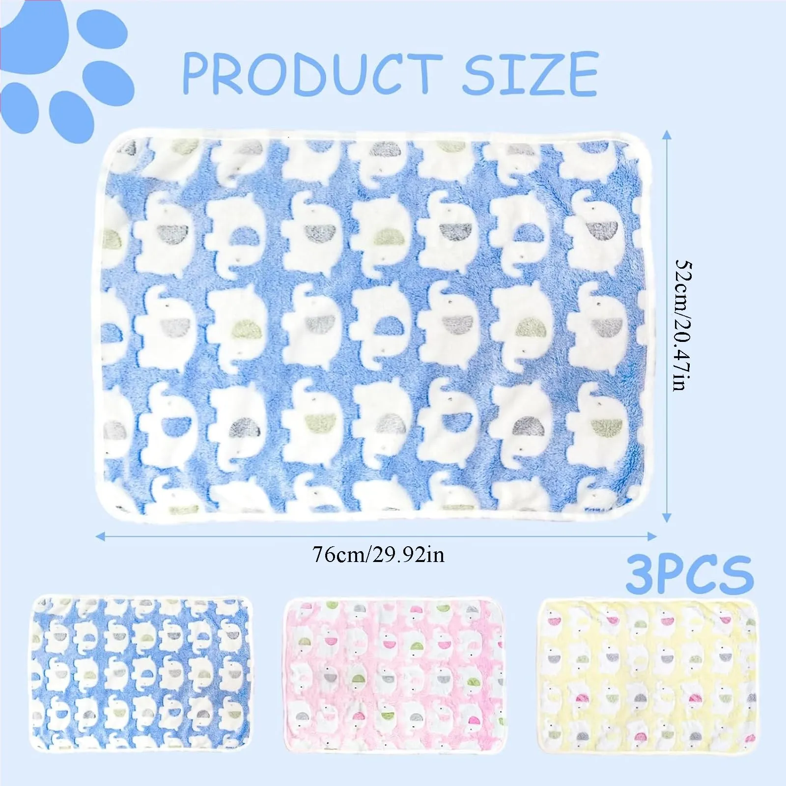 CIYIN 3 Pezzi Coperta Cane, Copertina per Animali,Copertina Cane Lavabile,Animali Domestici Coper tina Gatto,Coper tina per Cani Gatti Piccola e Media Taglia (Blu, giallo, rosa, 76x52cm) - immagine 2