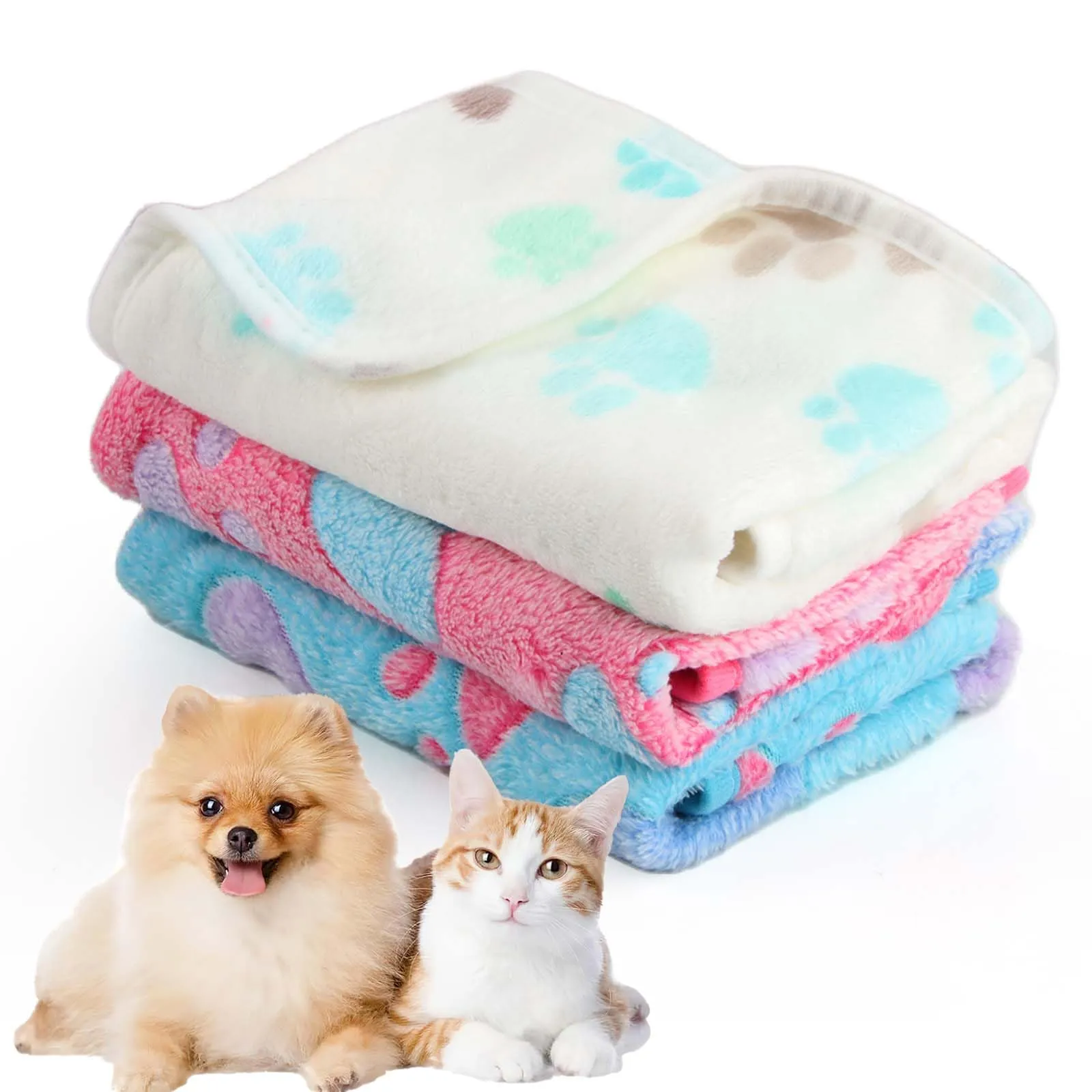CIYIN 3 Pezzi Coperta Cane, Copertina per Animali,Copertina Cane Lavabile,Animali Domestici Coper tina Gatto,Coper tina per Cani Gatti Piccola e Media Taglia (Bianco, rosa, blu, 104x76cm) - immagine 1
