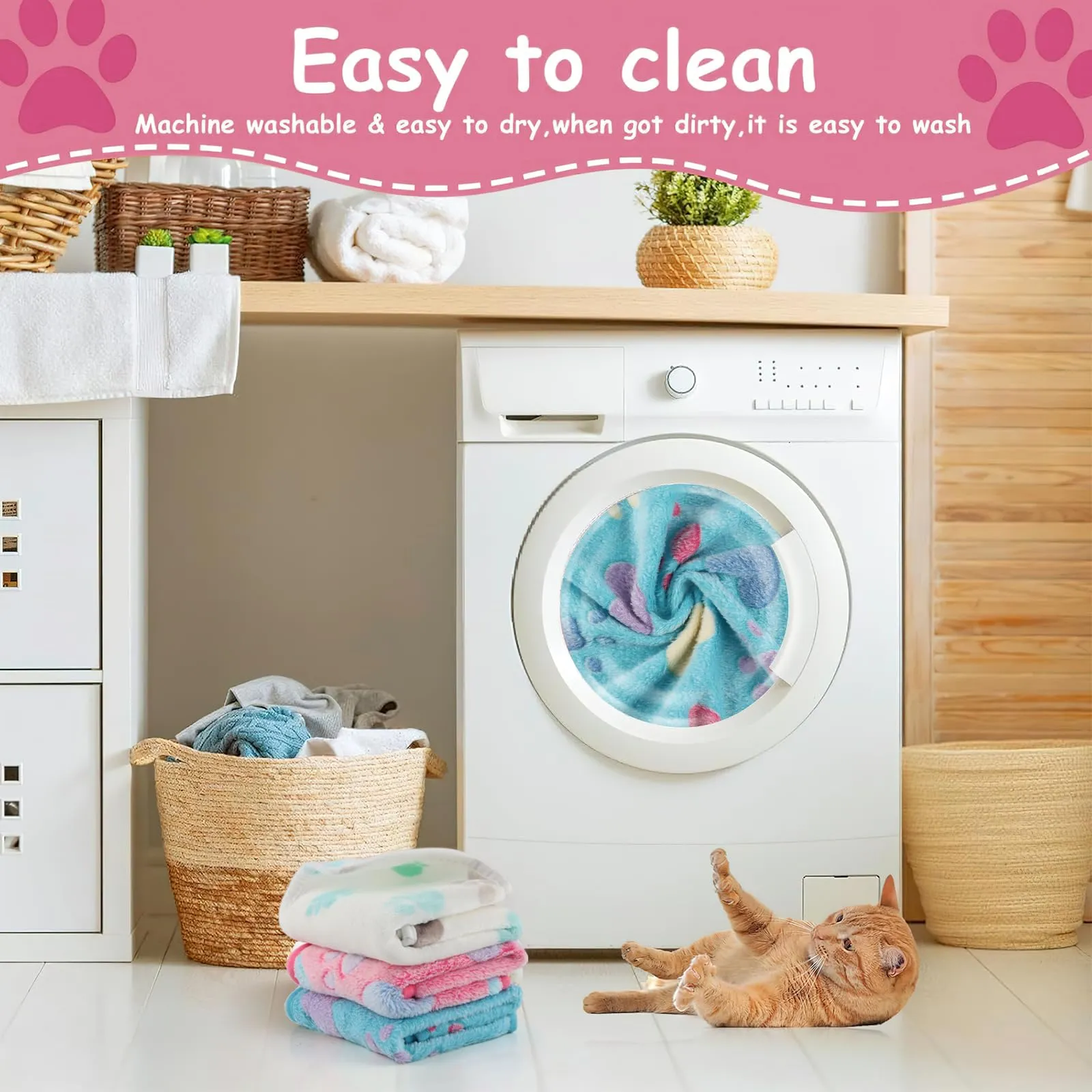 CIYIN 3 Pezzi Coperta Cane, Copertina per Animali,Copertina Cane Lavabile,Animali Domestici Coper tina Gatto,Coper tina per Cani Gatti Piccola e Media Taglia (Bianco, rosa, blu, 104x76cm) - immagine 3