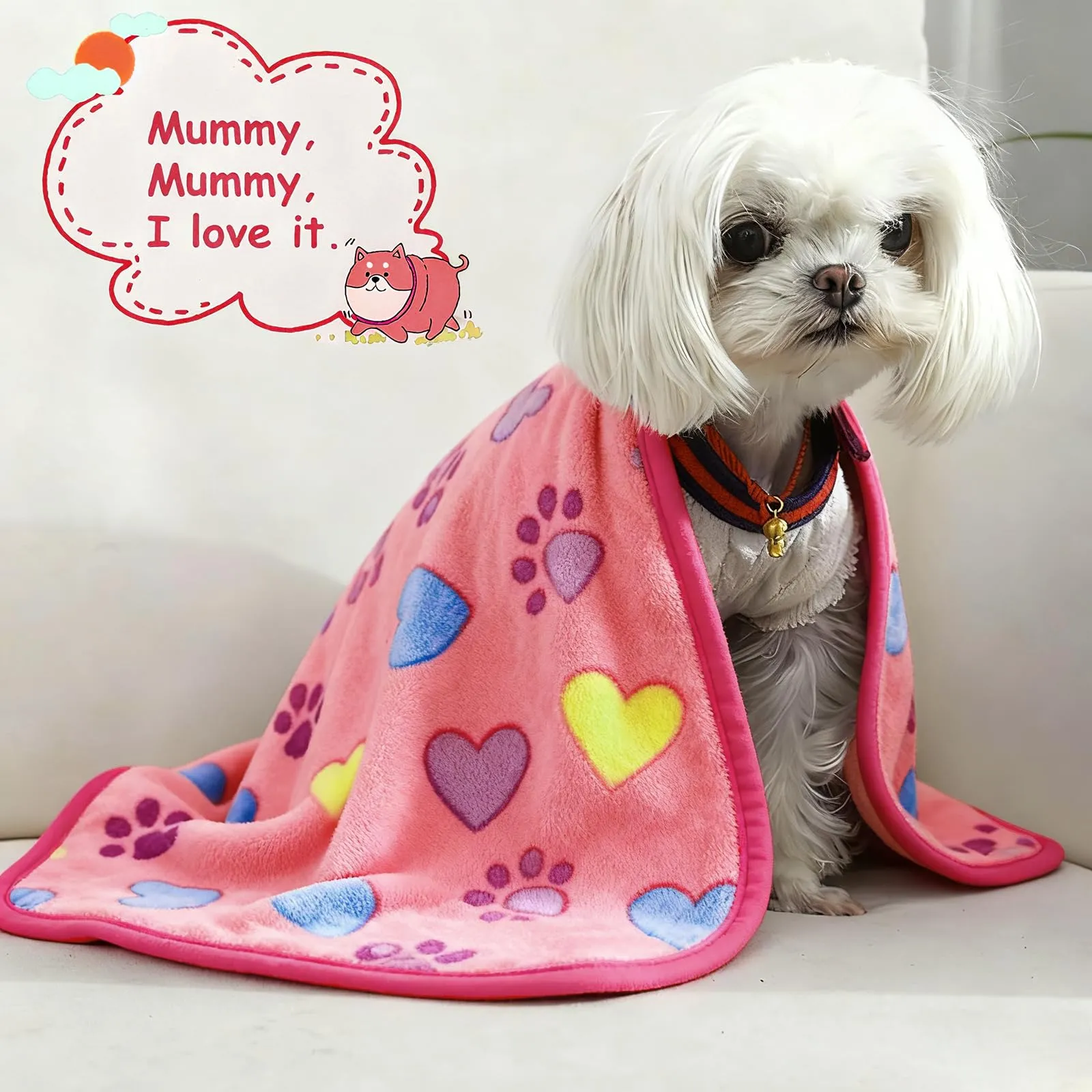 CIYIN 3 Pezzi Coperta Cane, Copertina per Animali,Copertina Cane Lavabile,Animali Domestici Coper tina Gatto,Coper tina per Cani Gatti Piccola e Media Taglia (Bianco, rosa, blu, 104x76cm) - immagine 7