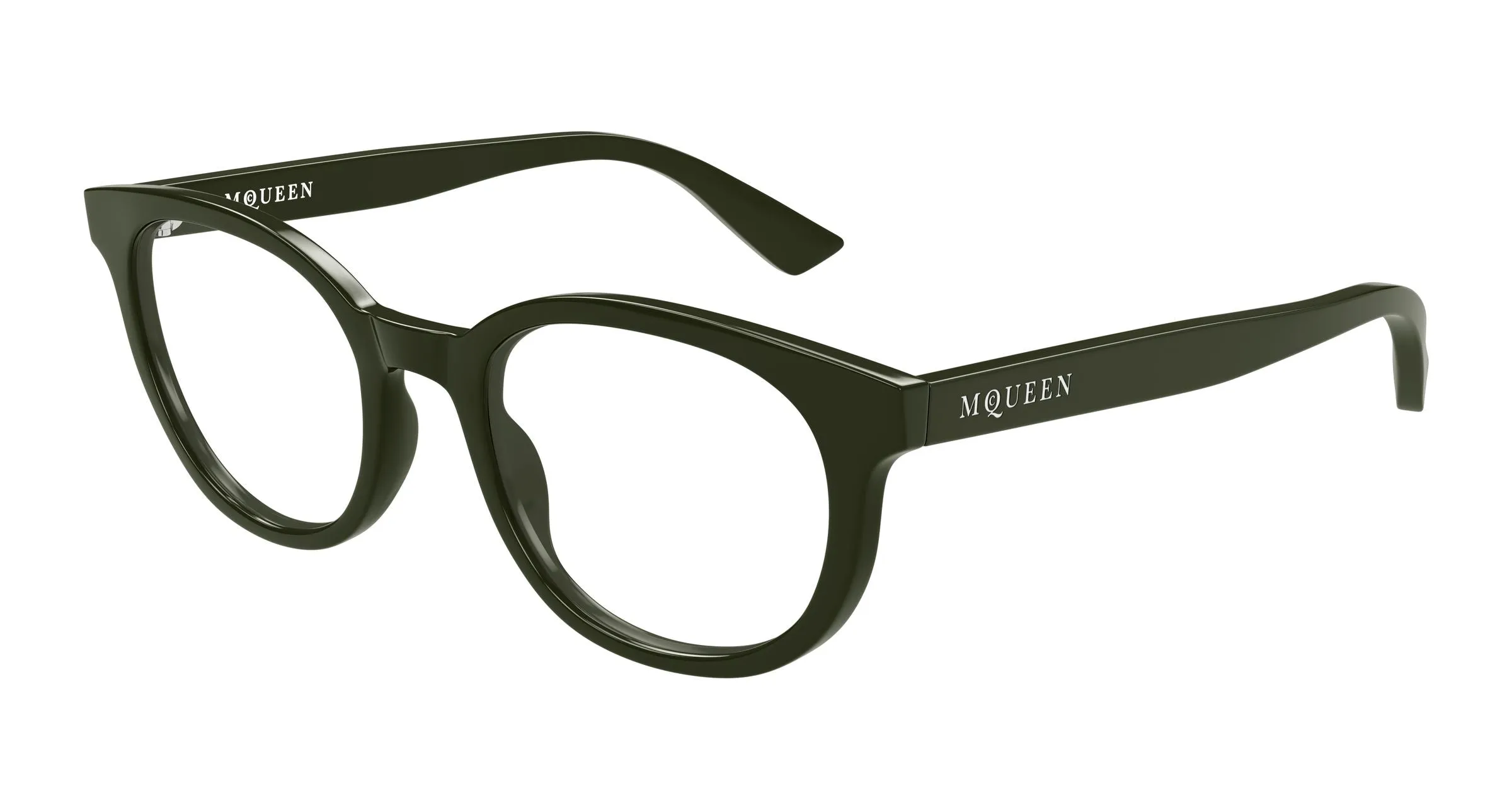 Alexander McQueen AM0567O 003 Montature da vista Acetato Verde Trasparente Rotonda - immagine 1
