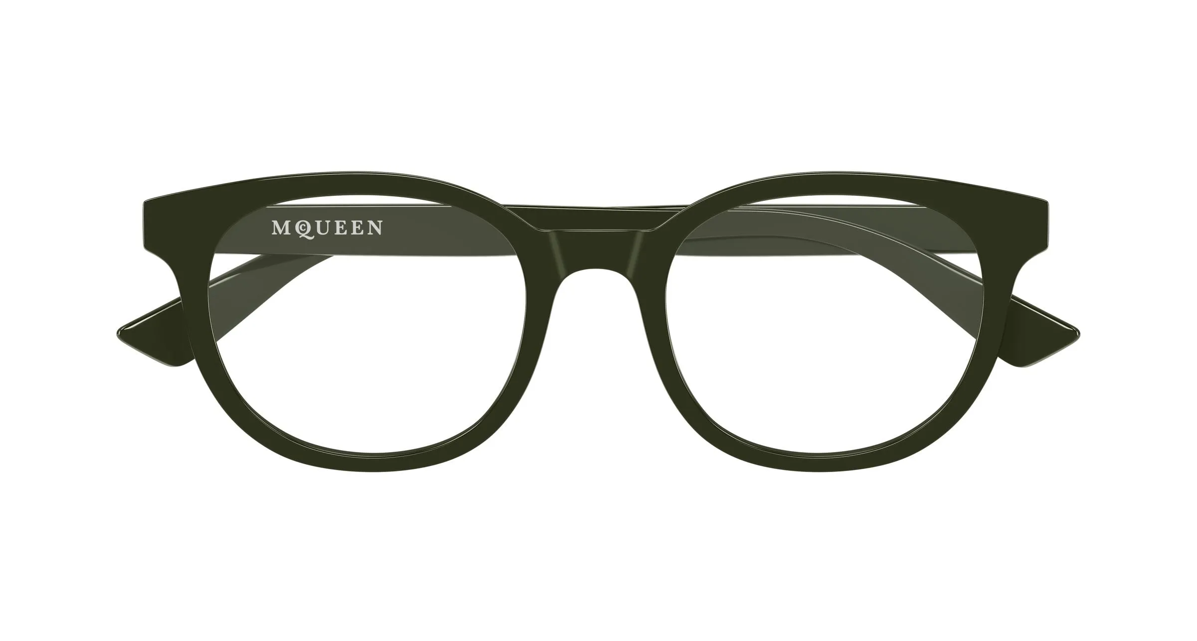 Alexander McQueen AM0567O 003 Montature da vista Acetato Verde Trasparente Rotonda - immagine 2