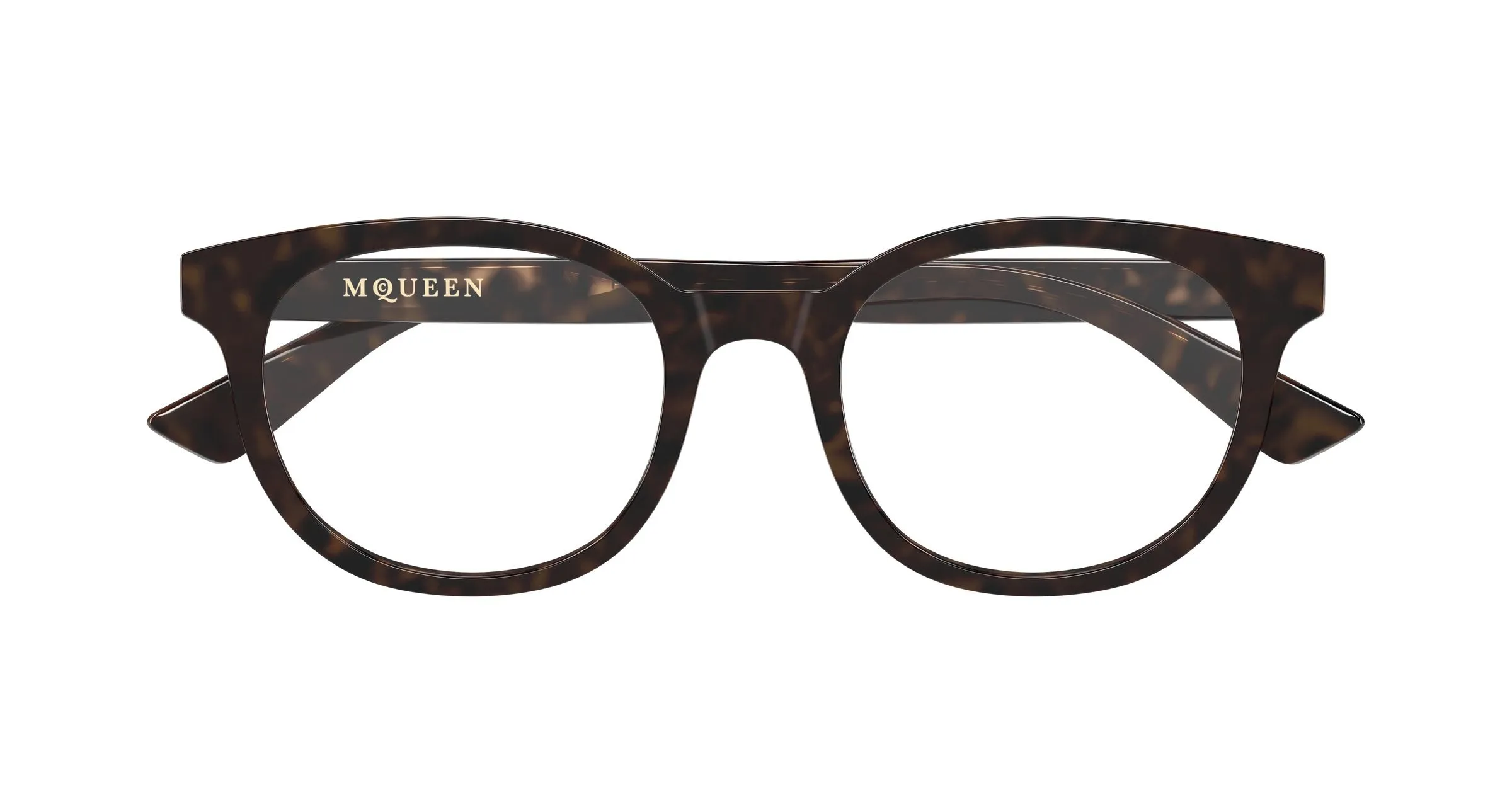 Alexander McQueen AM0567O 002 Montature da vista Acetato Havana Trasparente Rotonda - immagine 2