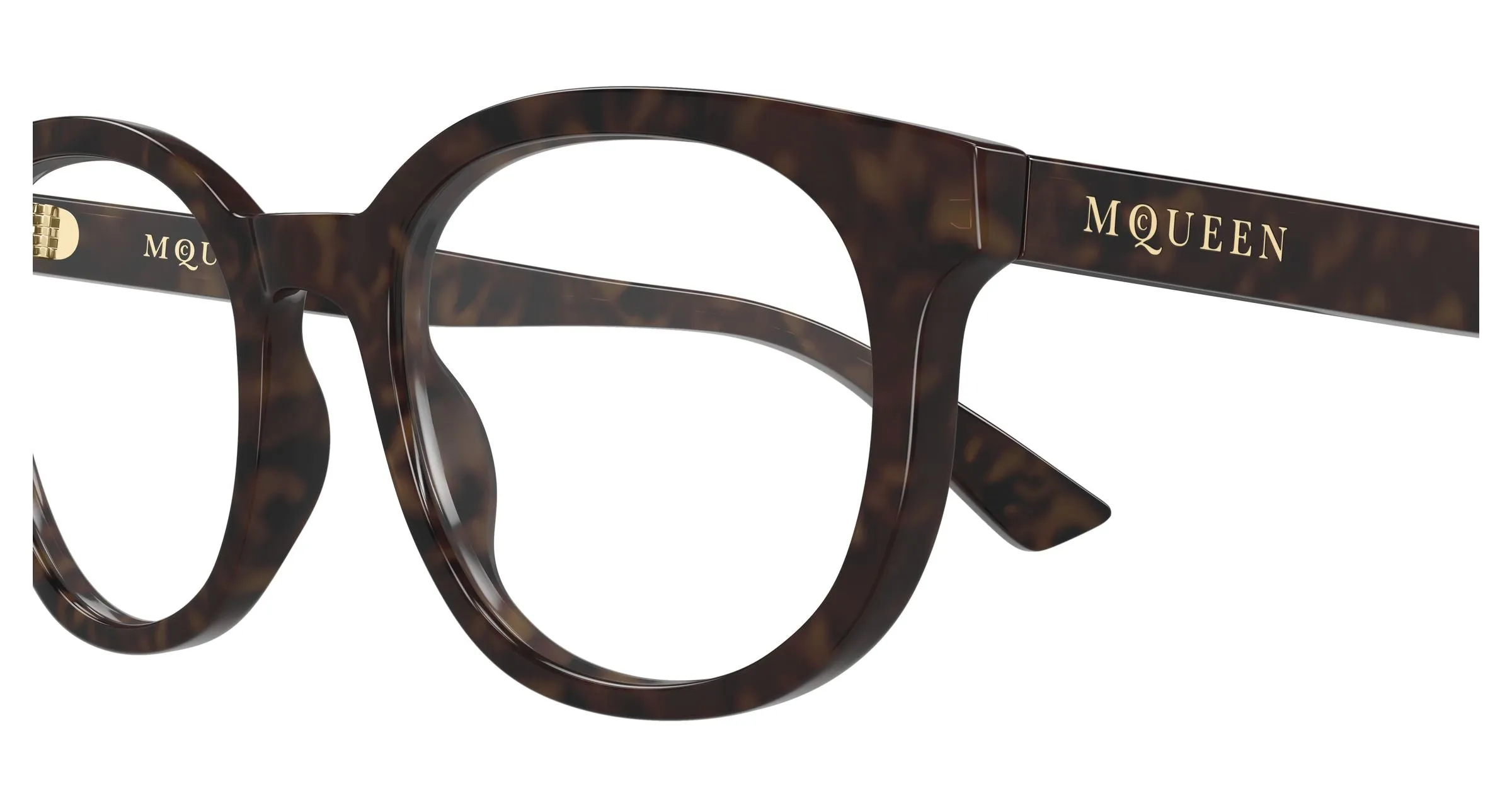 Alexander McQueen AM0567O 002 Montature da vista Acetato Havana Trasparente Rotonda - immagine 3