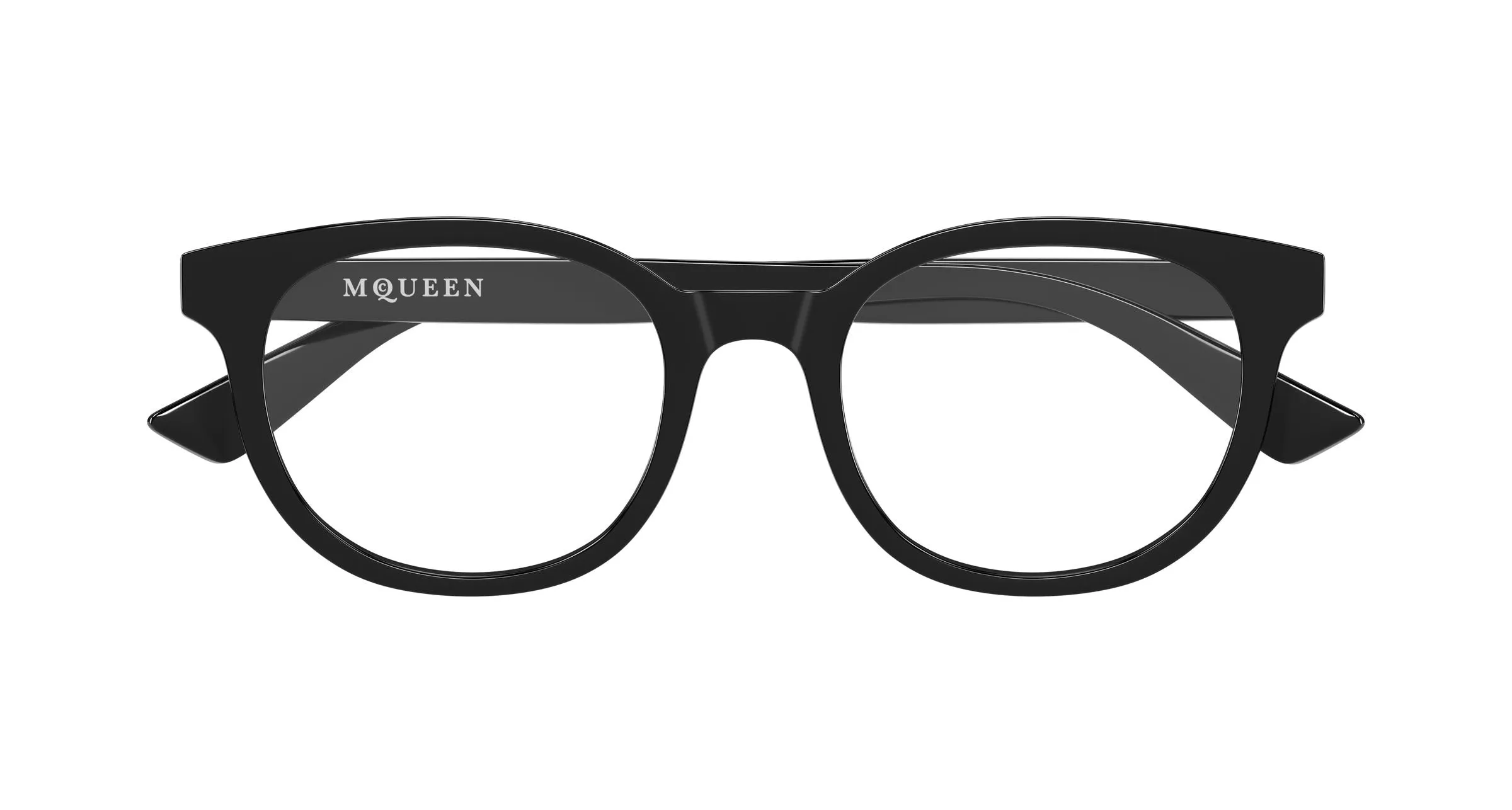 Alexander McQueen AM0567O 001 Montature da vista Acetato Nero Trasparente Rotonda - immagine 2