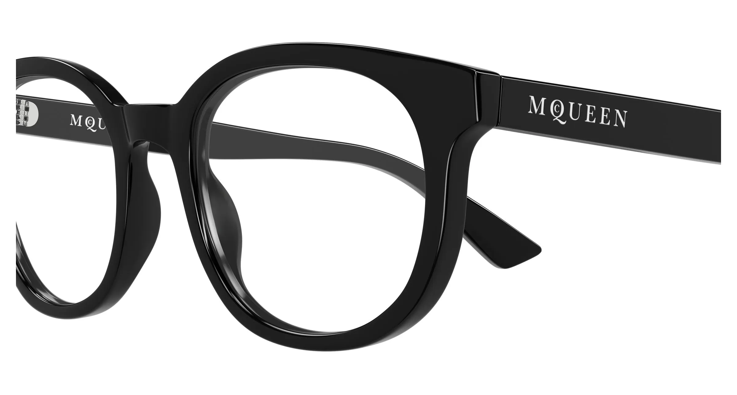 Alexander McQueen AM0567O 001 Montature da vista Acetato Nero Trasparente Rotonda - immagine 3