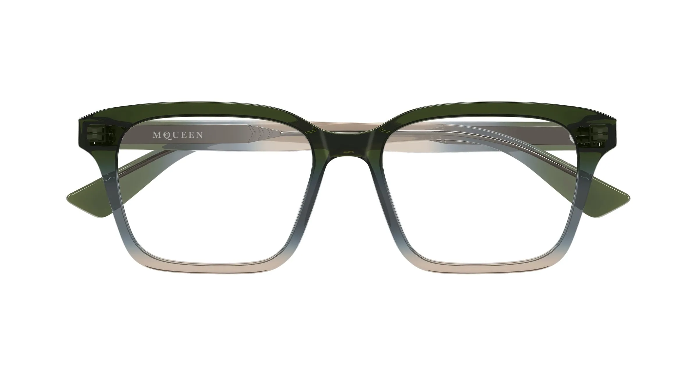 Alexander McQueen AM0566O 006 Montature da vista Acetato Verde Trasparente Squadrata - immagine 2