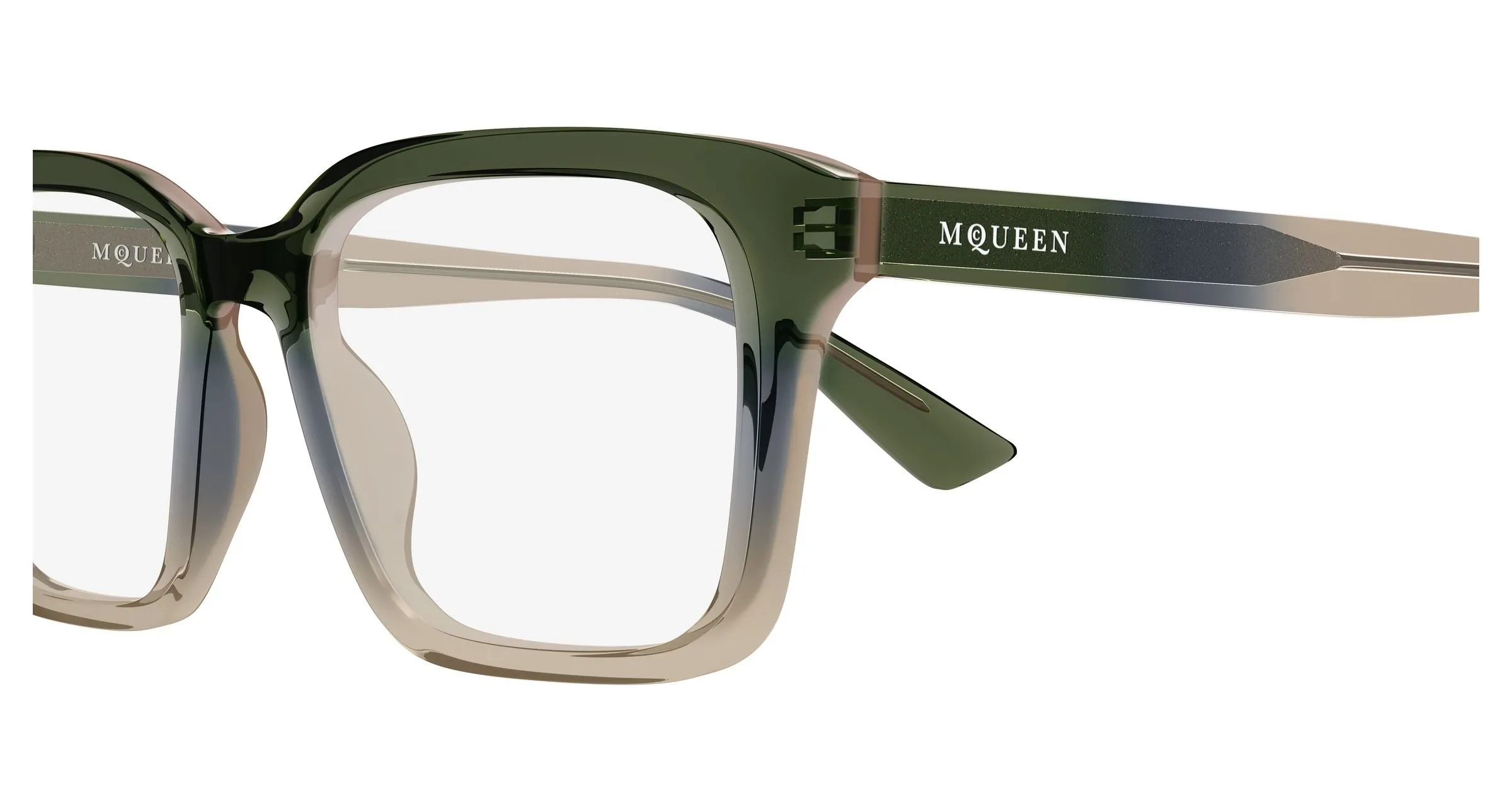 Alexander McQueen AM0566O 006 Montature da vista Acetato Verde Trasparente Squadrata - immagine 3