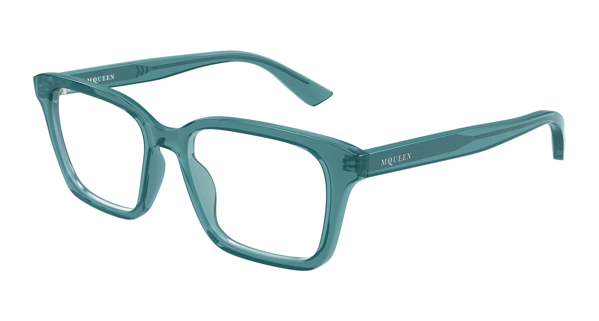 Alexander McQueen AM0566O 005 Montature da vista Acetato Blu Trasparente Squadrata - immagine 1
