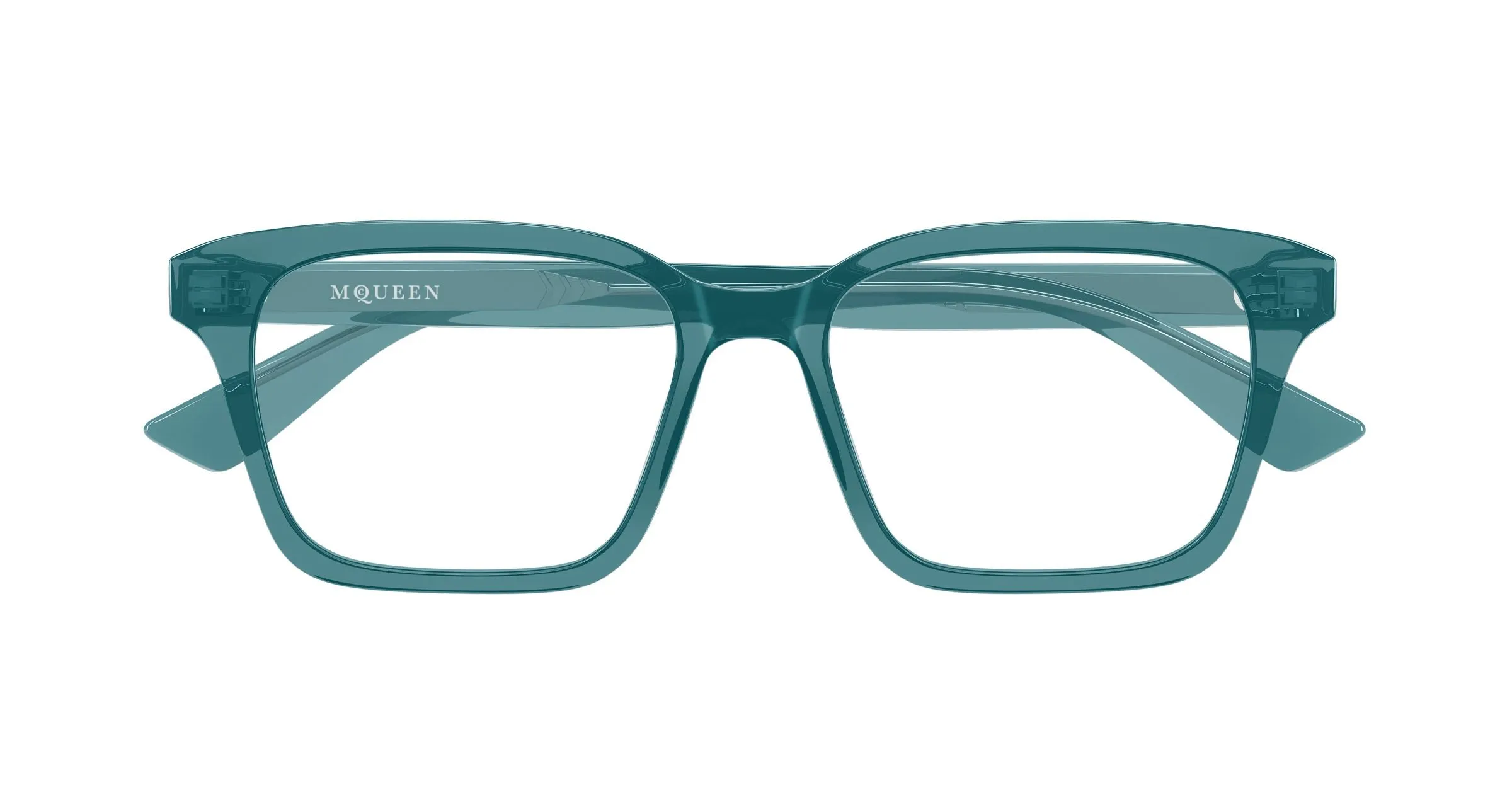 Alexander McQueen AM0566O 005 Montature da vista Acetato Blu Trasparente Squadrata - immagine 2